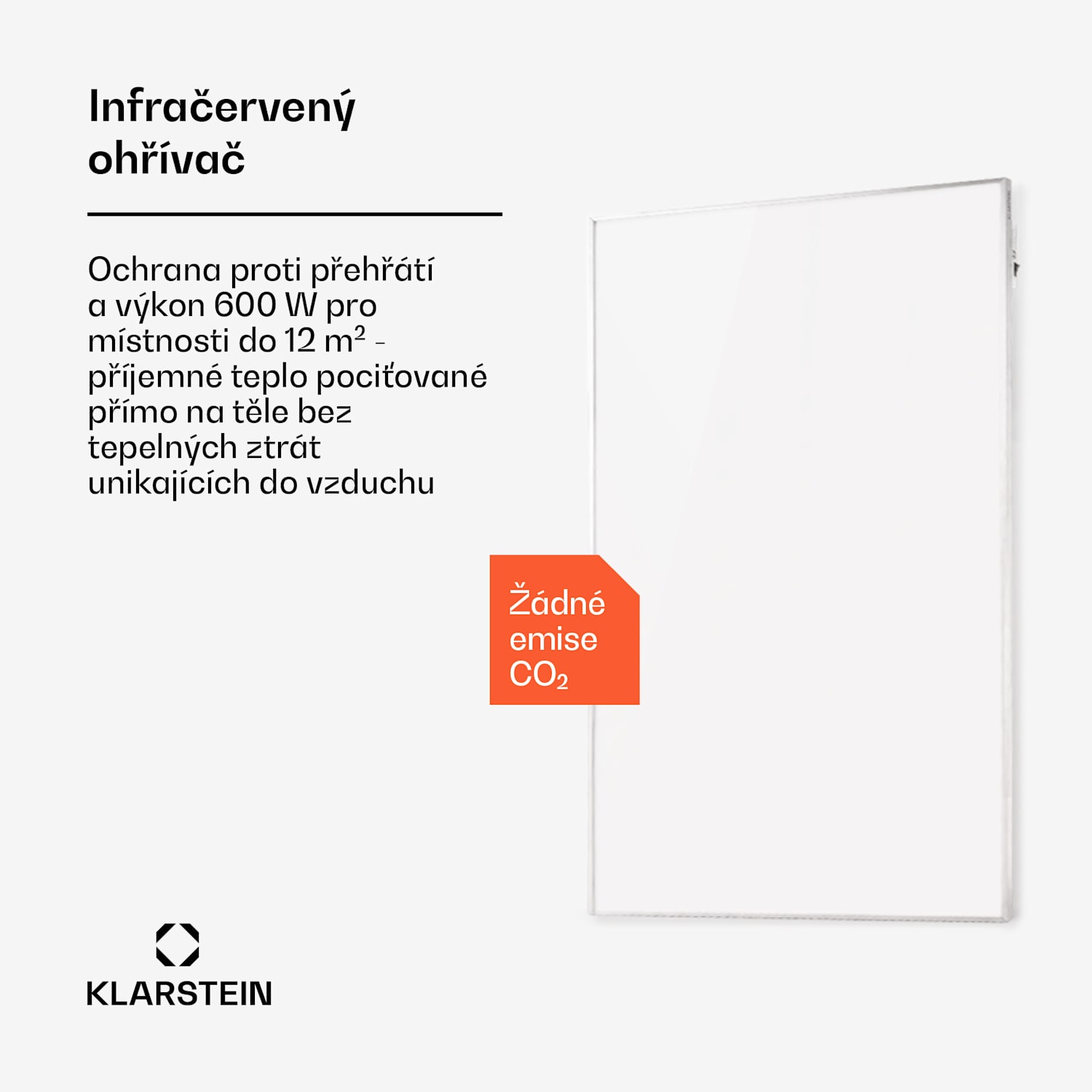 Wonderwall 600 Smart, infračervený ohřívač, 60 x 100 cm, 600 W, časovač, IP24, bílý 