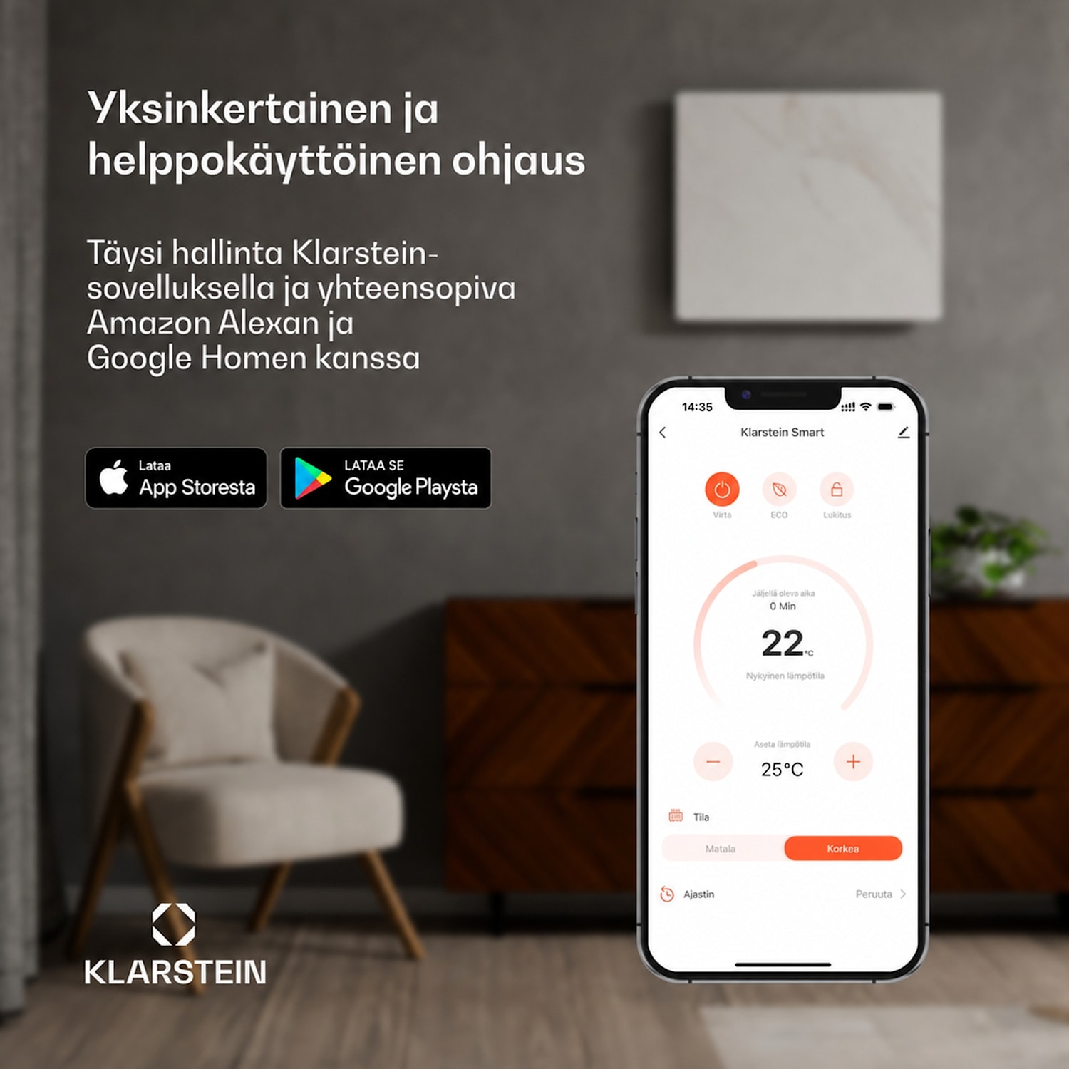 Wonderwall Smart infrapunalämmitin 60 x 100 cm sovelluksella ohjaus 600 W viikkoajastin IP24 100 x 60 cm | 600 W | Kyllä