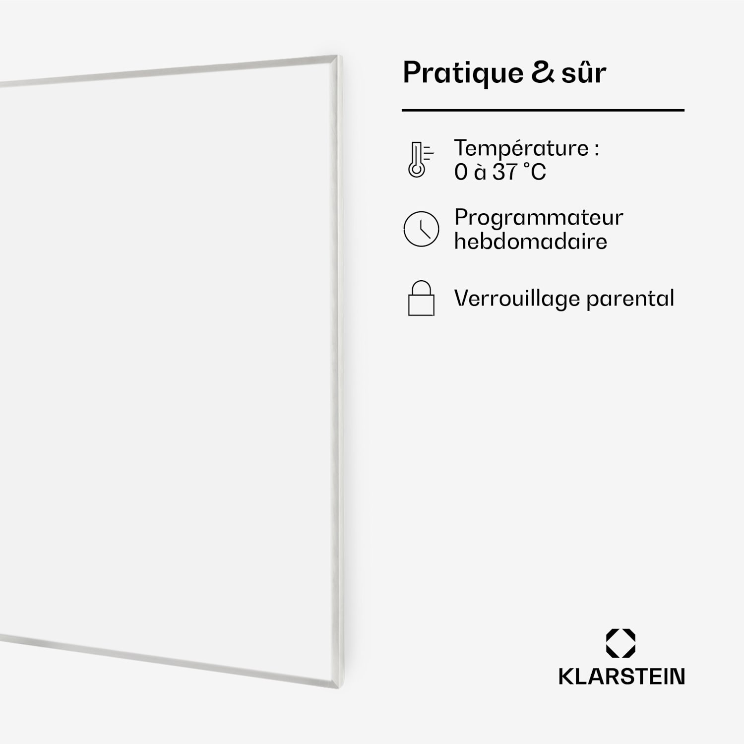Wonderwall Smart radiateur infrarouge 60 x 100 cm contrôle par application 600 W Minuteur hebdomadaire IP24 100 x 60 cm | 600 W | Oui