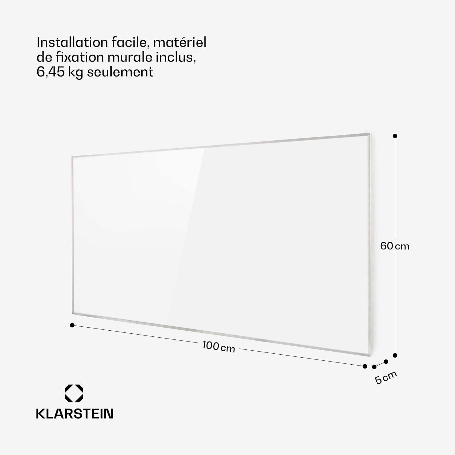 Wonderwall Smart radiateur infrarouge 60 x 100 cm contrôle par application 600 W Minuteur hebdomadaire IP24 100 x 60 cm | 600 W | Oui