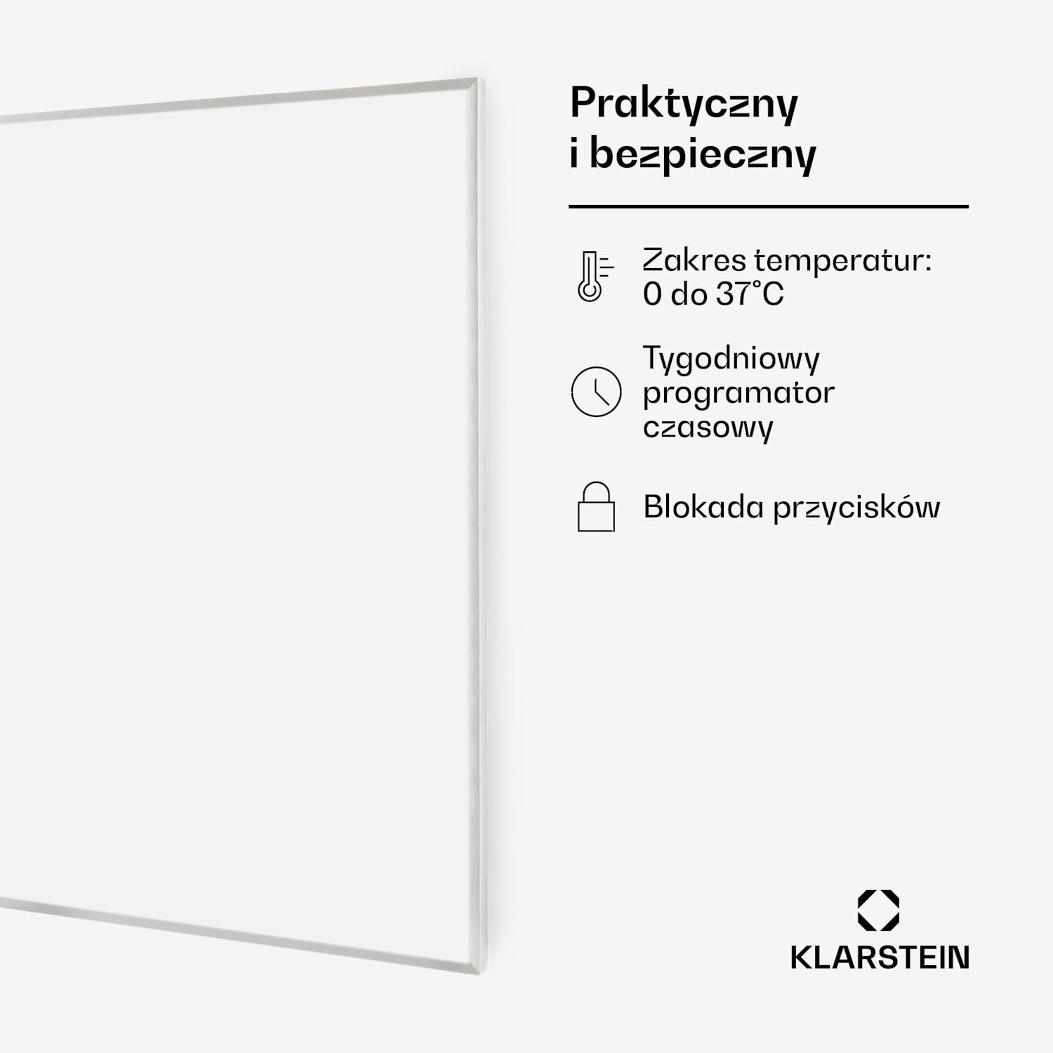 Wonderwall Smart, panel grzewczy na podczerwień, grzejnik, 60 x 120 cm, 600 W, programator czasowy, IP24, biały 100 x 60 cm | 600 W | Tak