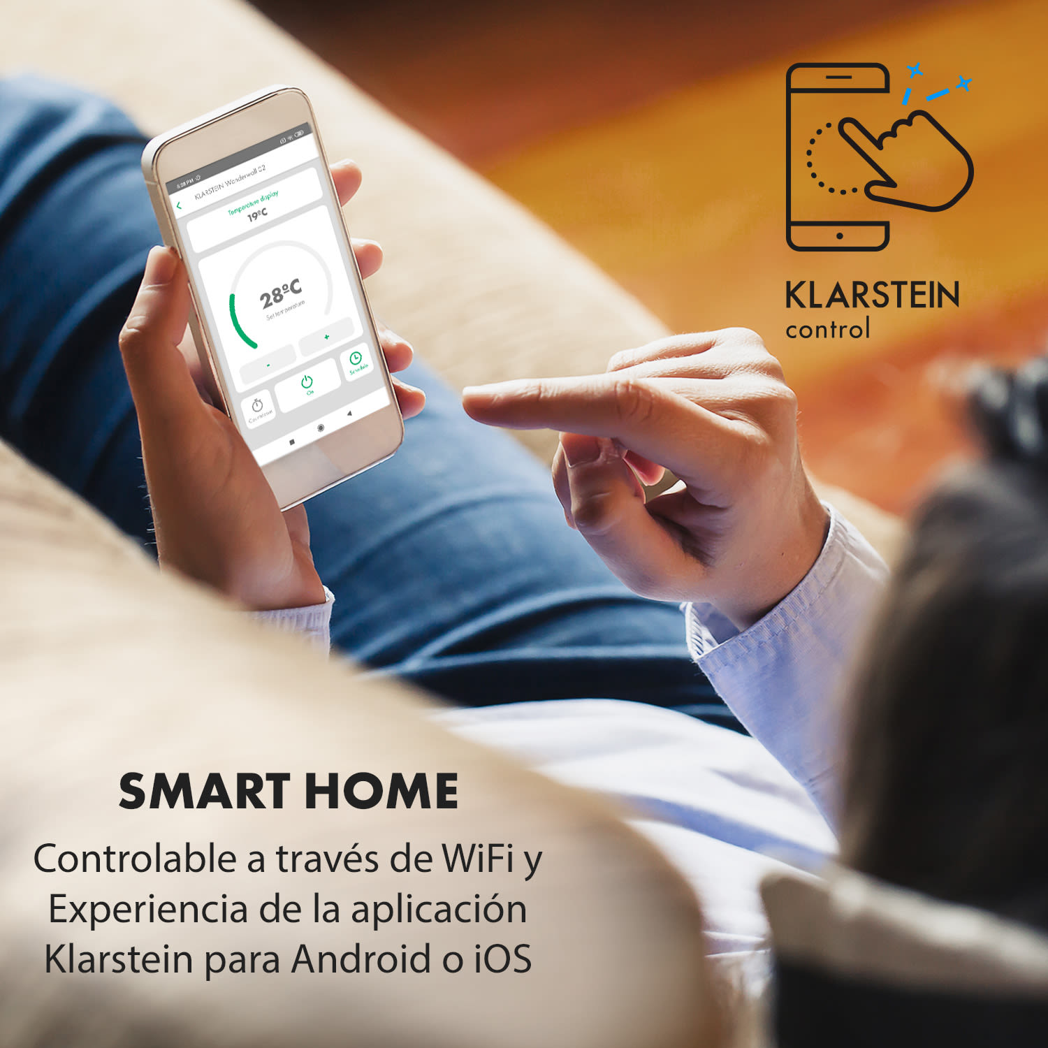 Wonderwall Smart Panel calefactor infrarrojo 60x60cm 360W Temporizador semanal IP24 Blanco 