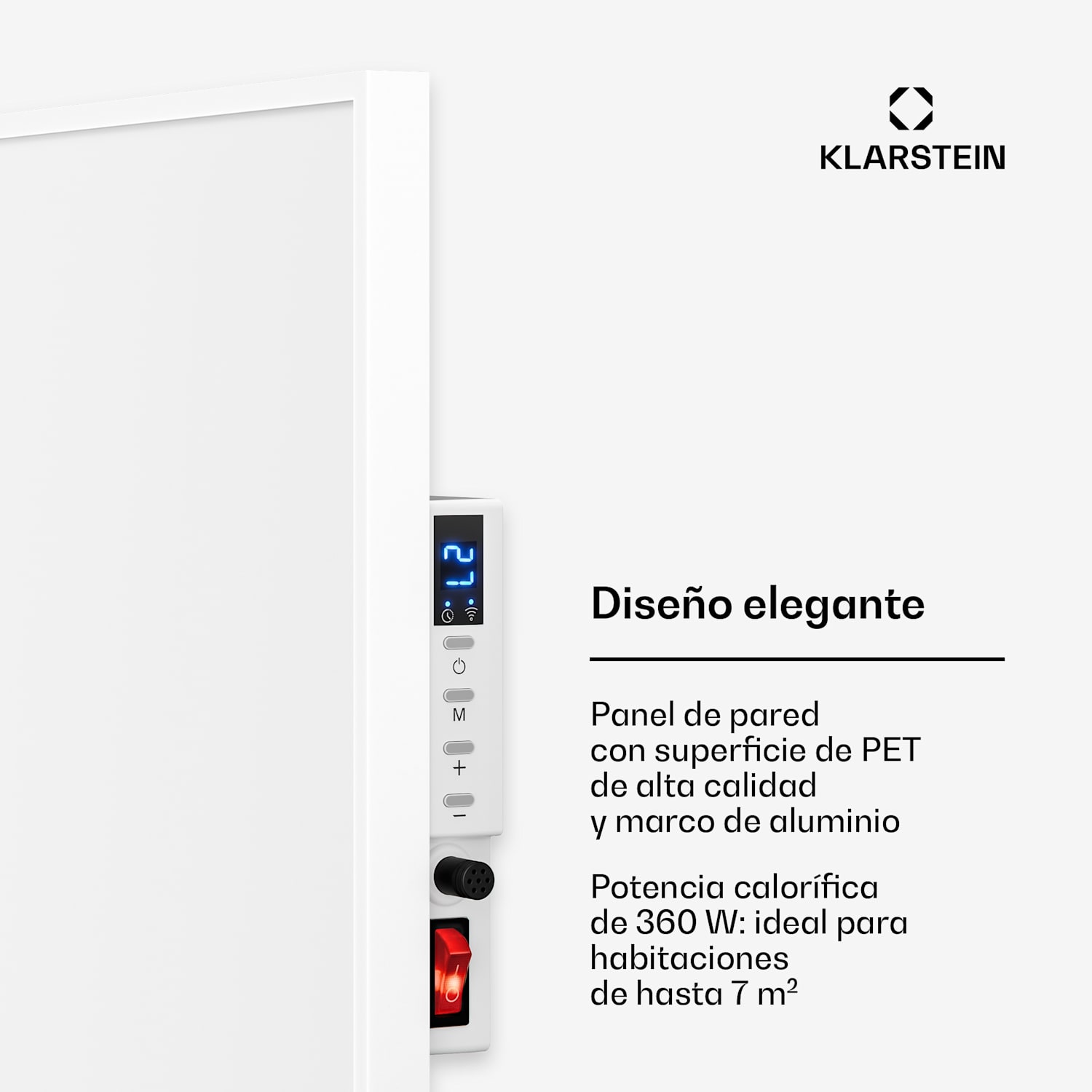 Wonderwall Smart Panel calefactor infrarrojo 60x60cm 360W Temporizador semanal IP24 Blanco 
