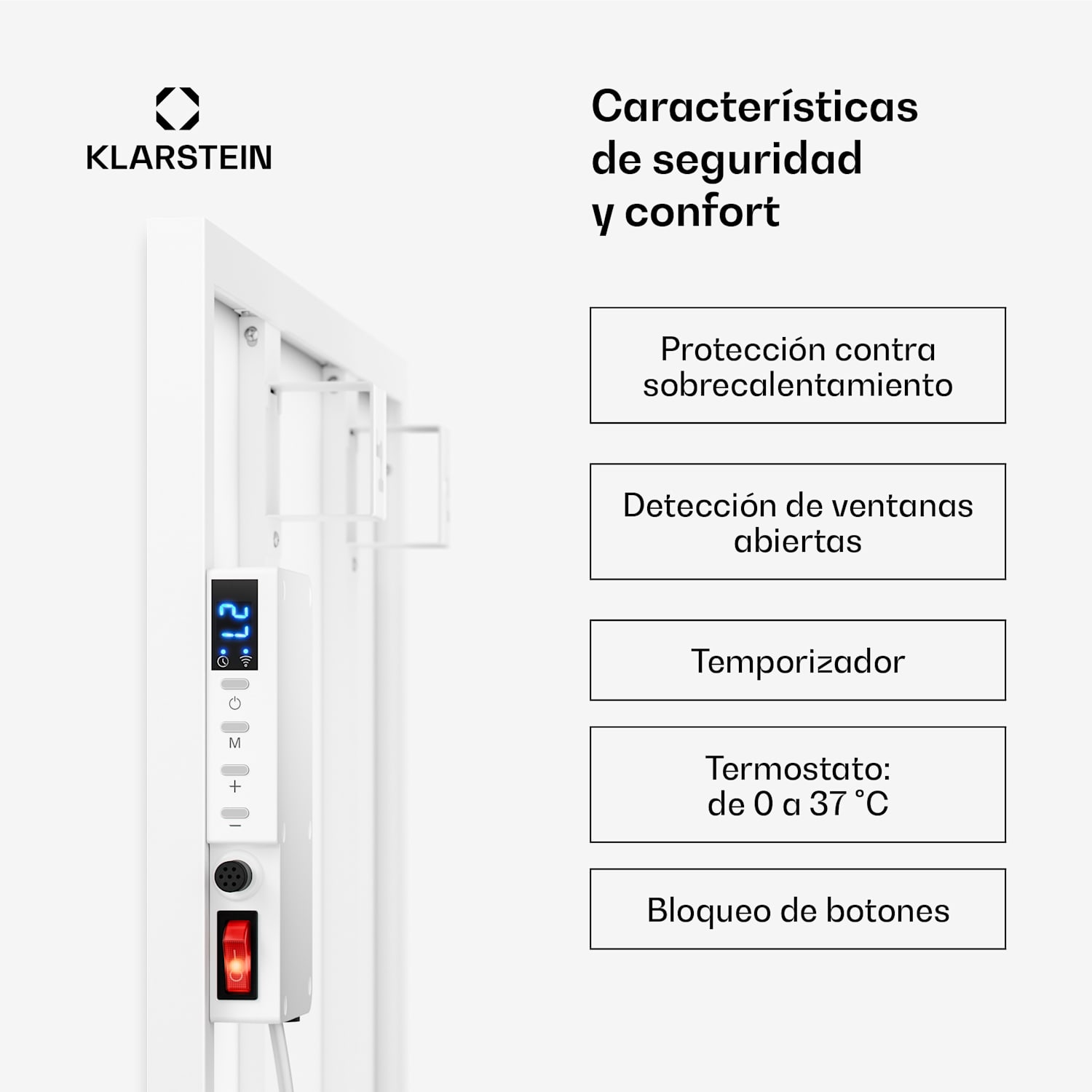 Wonderwall Smart Panel calefactor infrarrojo 60x60cm 360W Temporizador semanal IP24 Blanco 