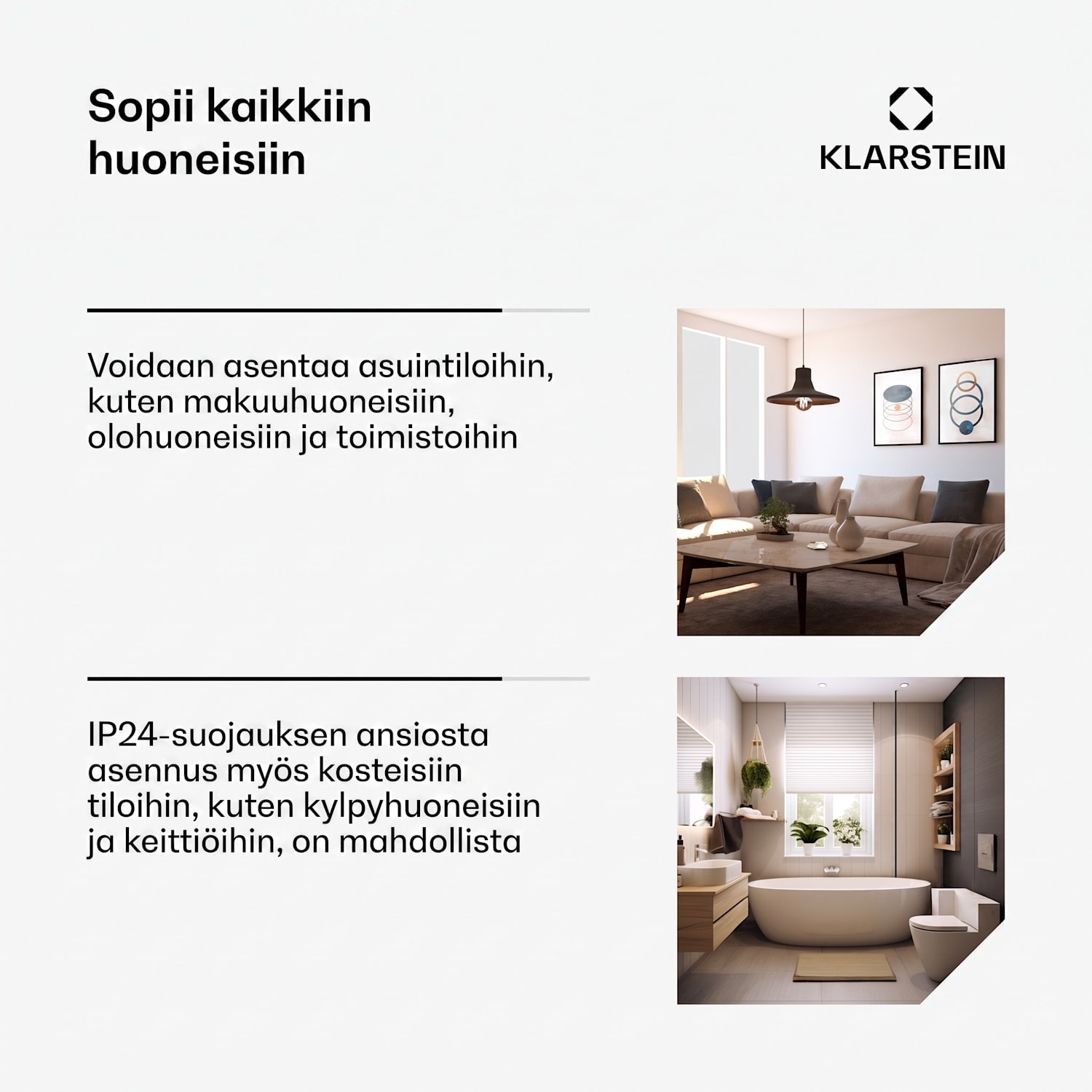 Wonderwall Smart infrapunalämmitin 60 x 60 cm sovelluksella ohjaus 360 W viikkoajastin IP24 60 x 60 cm | 360 W | Kyllä | Valkoinen