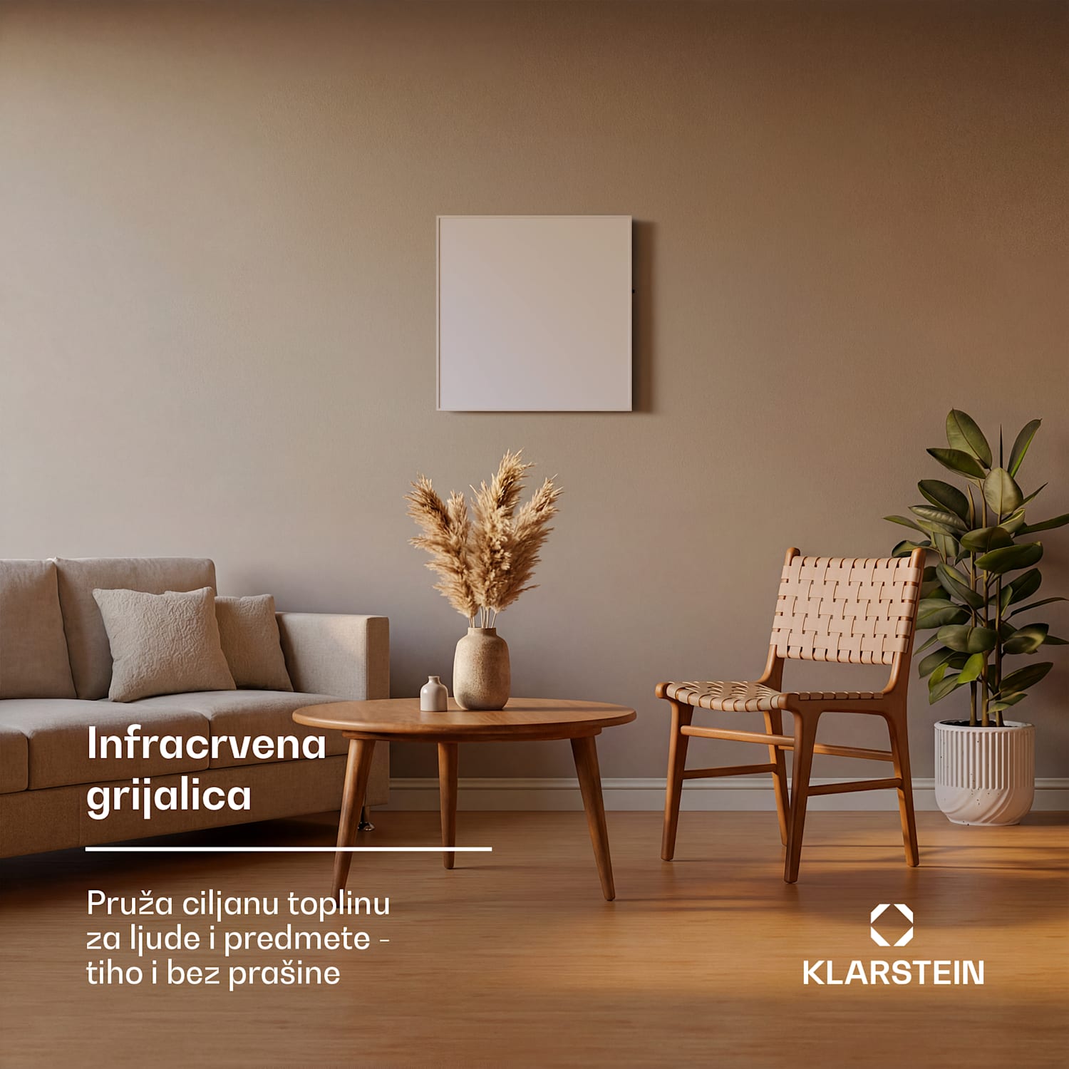 Wonderwall 360 Smart, infracrvena grijalica, 60 x 60 cm, 360 W, tjedni timer, IP24, bijela 
