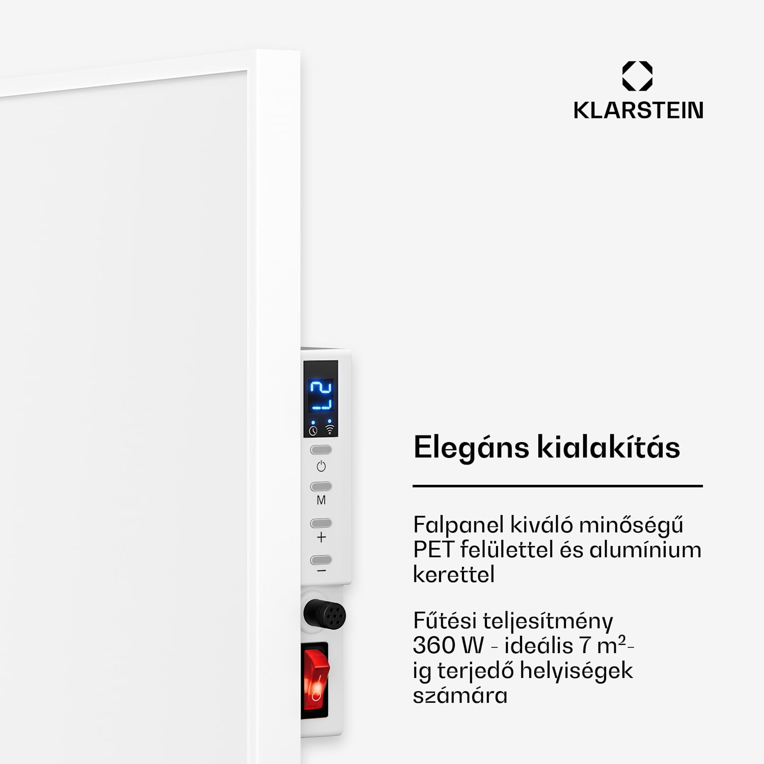 Wonderwall 360 Smart, infravörös hősugárzó, 60 x 60 cm, 360W, heti időzítő, IP24, fehér 60 x 60 cm | 360 W | Igen | Fehér