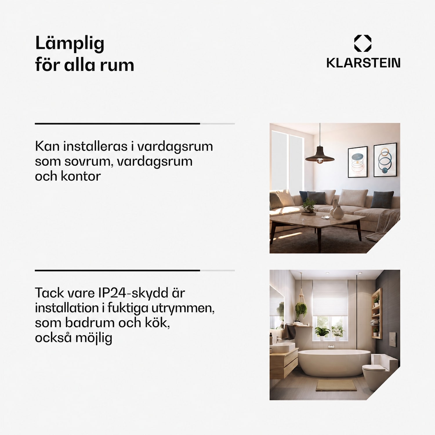Wonderwall Smart infravärmare 60x60cm appstyrning 360 W veckotimer IP24 60 x 60 cm | 360 W | Ja | Vit