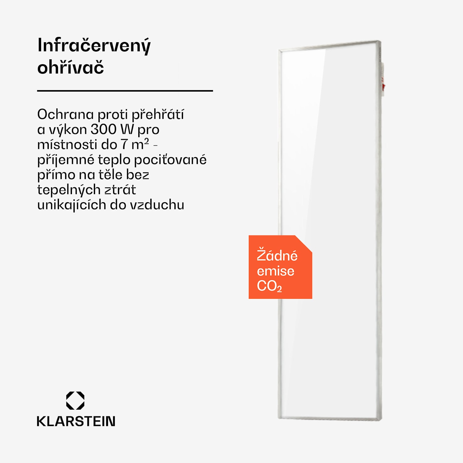 Wonderwall 300 Smart, infračervený ohřívač, 30 x 100 cm, 300 W, časovač, IP24, bílý 