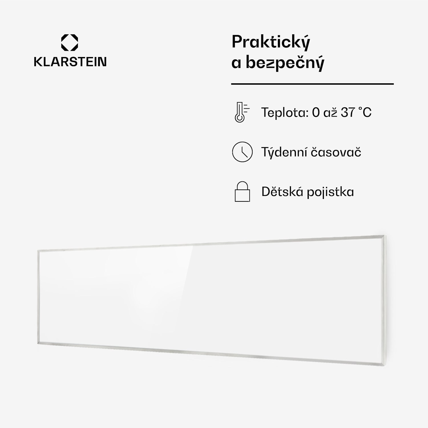 Wonderwall 300 Smart, infračervený ohřívač, 30 x 100 cm, 300 W, časovač, IP24, bílý 