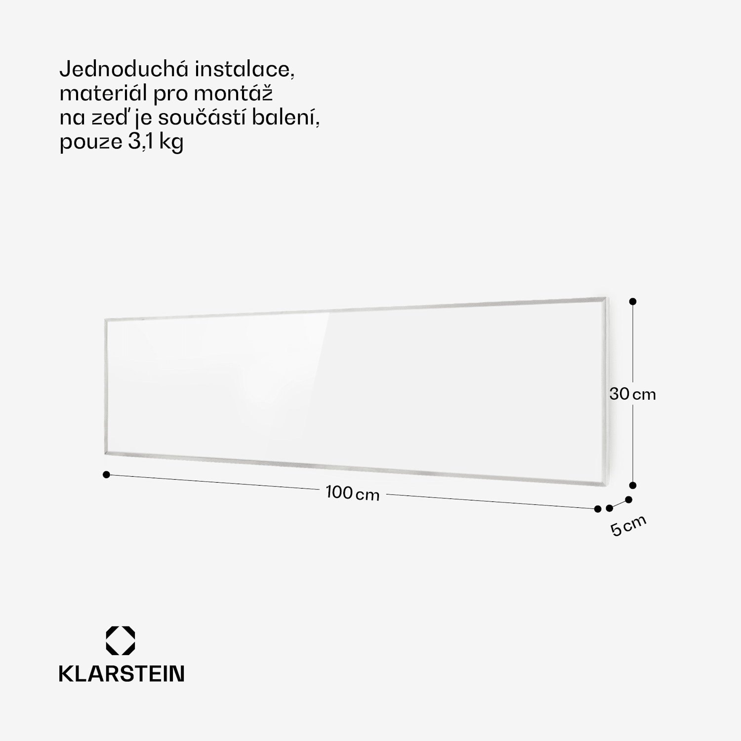 Wonderwall 300 Smart, infračervený ohřívač, 30 x 100 cm, 300 W, časovač, IP24, bílý 