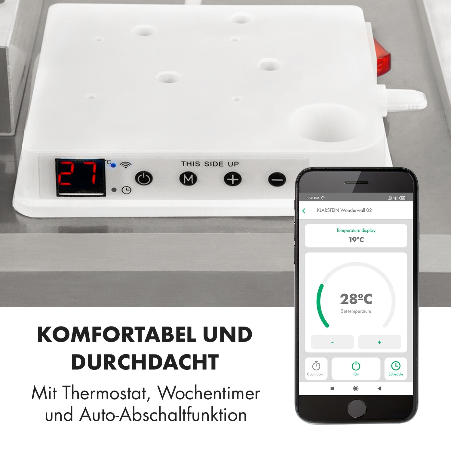 Wonderwall Smart Infrarotheizung 100x30cm App 300W Wochentimer IP24 100x30 cm | 300 W | Ja