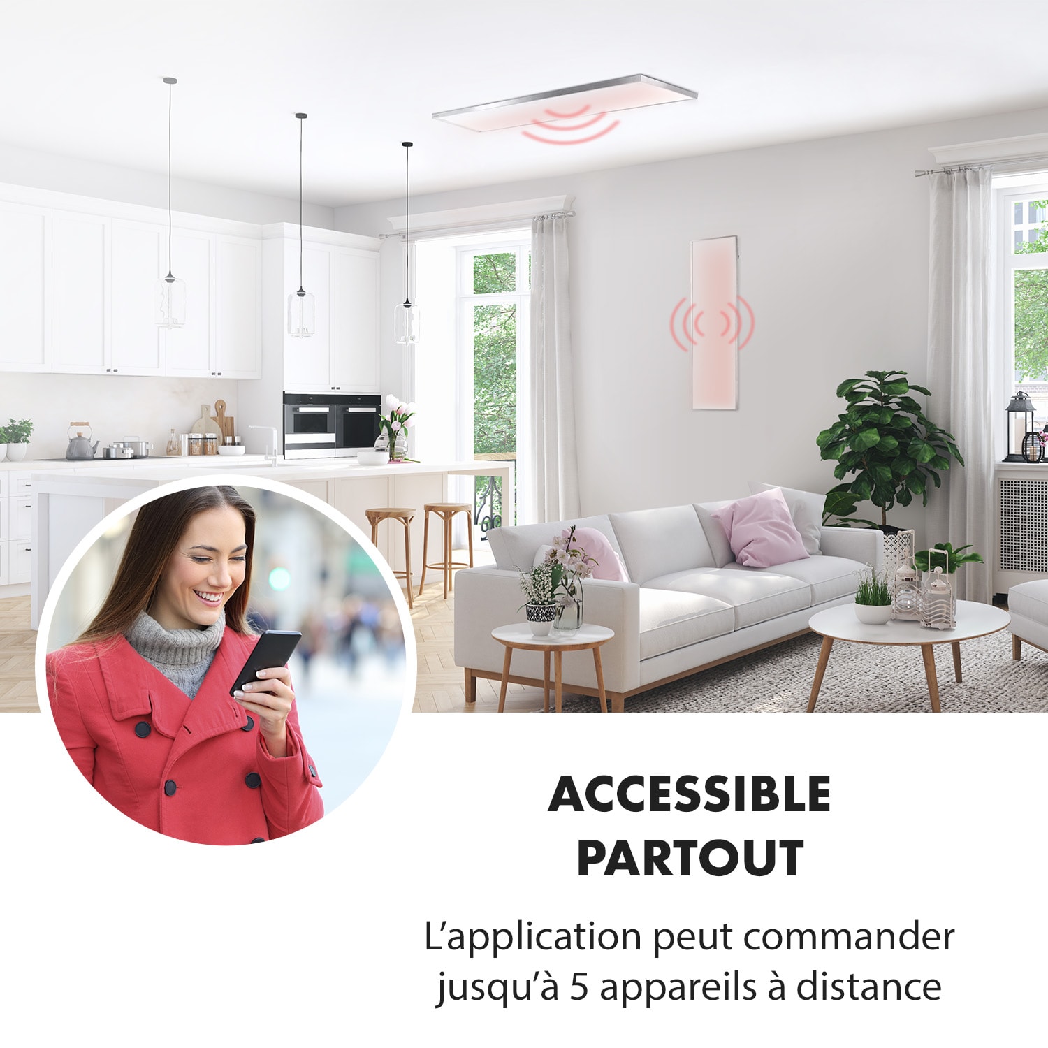 Wonderwall Smart radiateur infrarouge 100 x 30 cm contrôle par application 300 W Minuteur hebdomadaire IP24 100x30 cm | 300 W | Oui