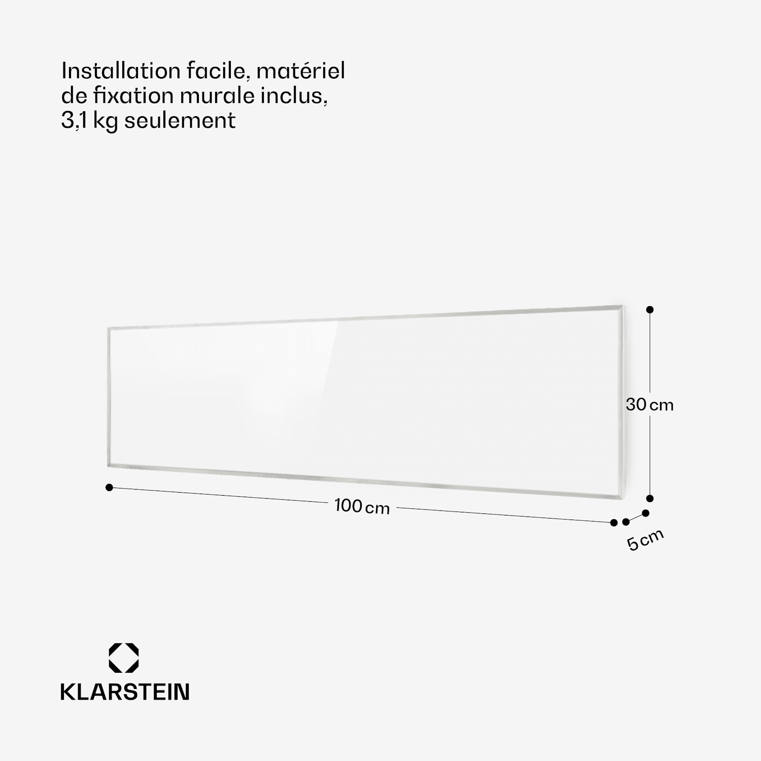 Wonderwall Smart radiateur infrarouge 100 x 30 cm contrôle par application 300 W Minuteur hebdomadaire IP24 100x30 cm | 300 W | Oui