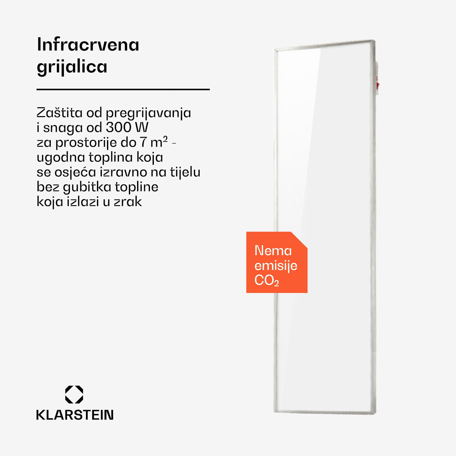 Wonderwall Smart, infrapanel, infracrvena grijalica, 30 x 100 cm, 300W, tjedni timer, IP24, bijela 