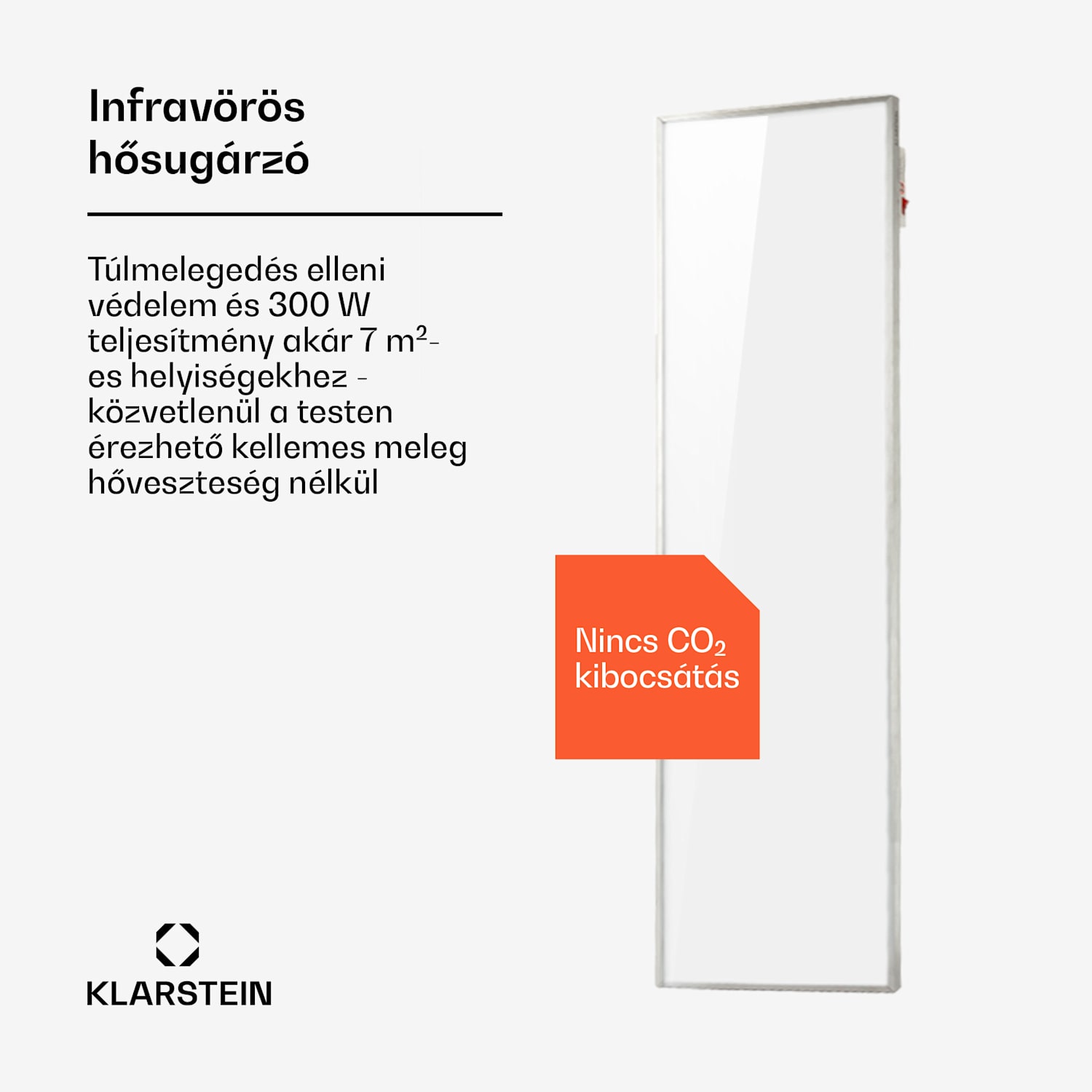 Wonderwall 300 Smart, infravörös hősugárzó, 30 x 100 cm, 300 W, heti időzítő, IP24, fehér 100x30 cm | 300 W | Igen