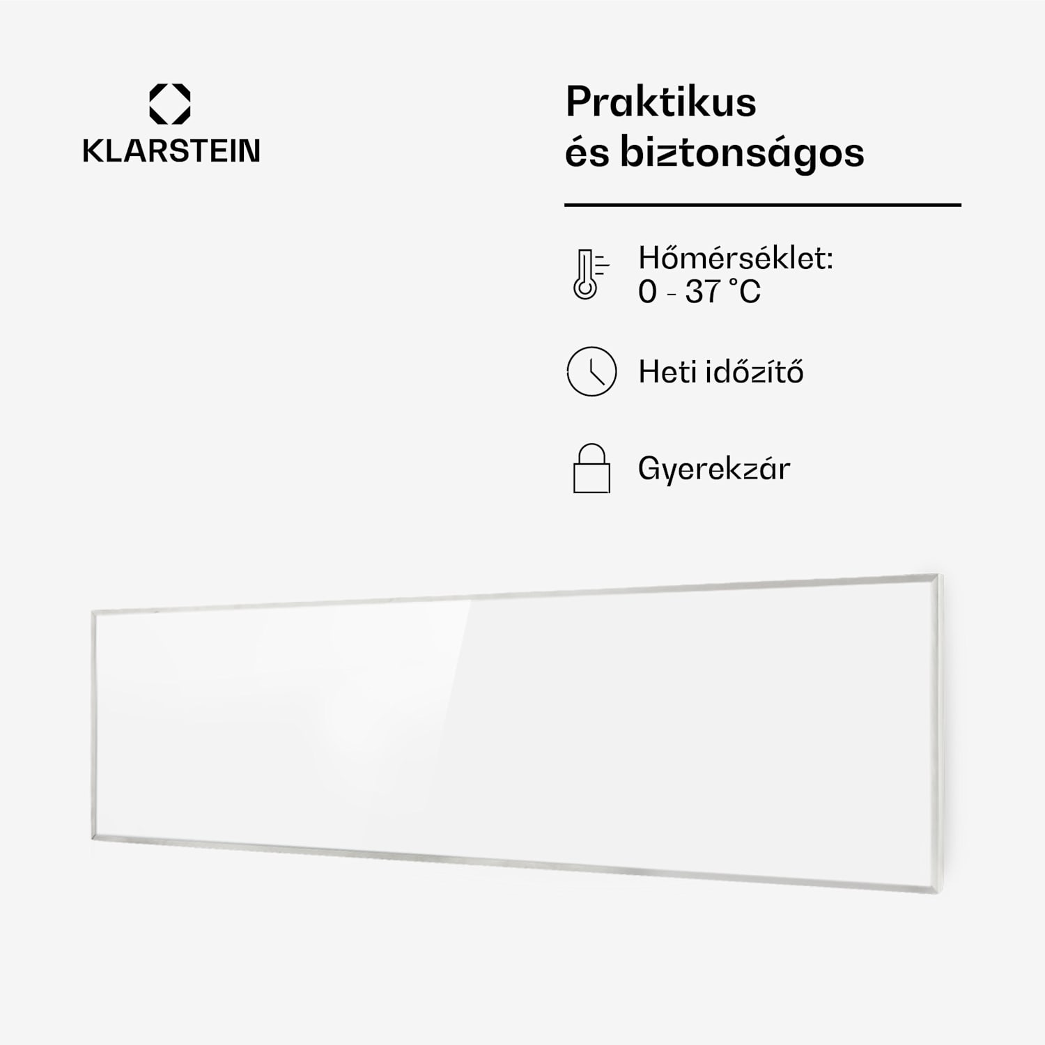 Wonderwall 300 Smart, infravörös hősugárzó, 30 x 100 cm, 300 W, heti időzítő, IP24, fehér 100x30 cm | 300 W | Igen