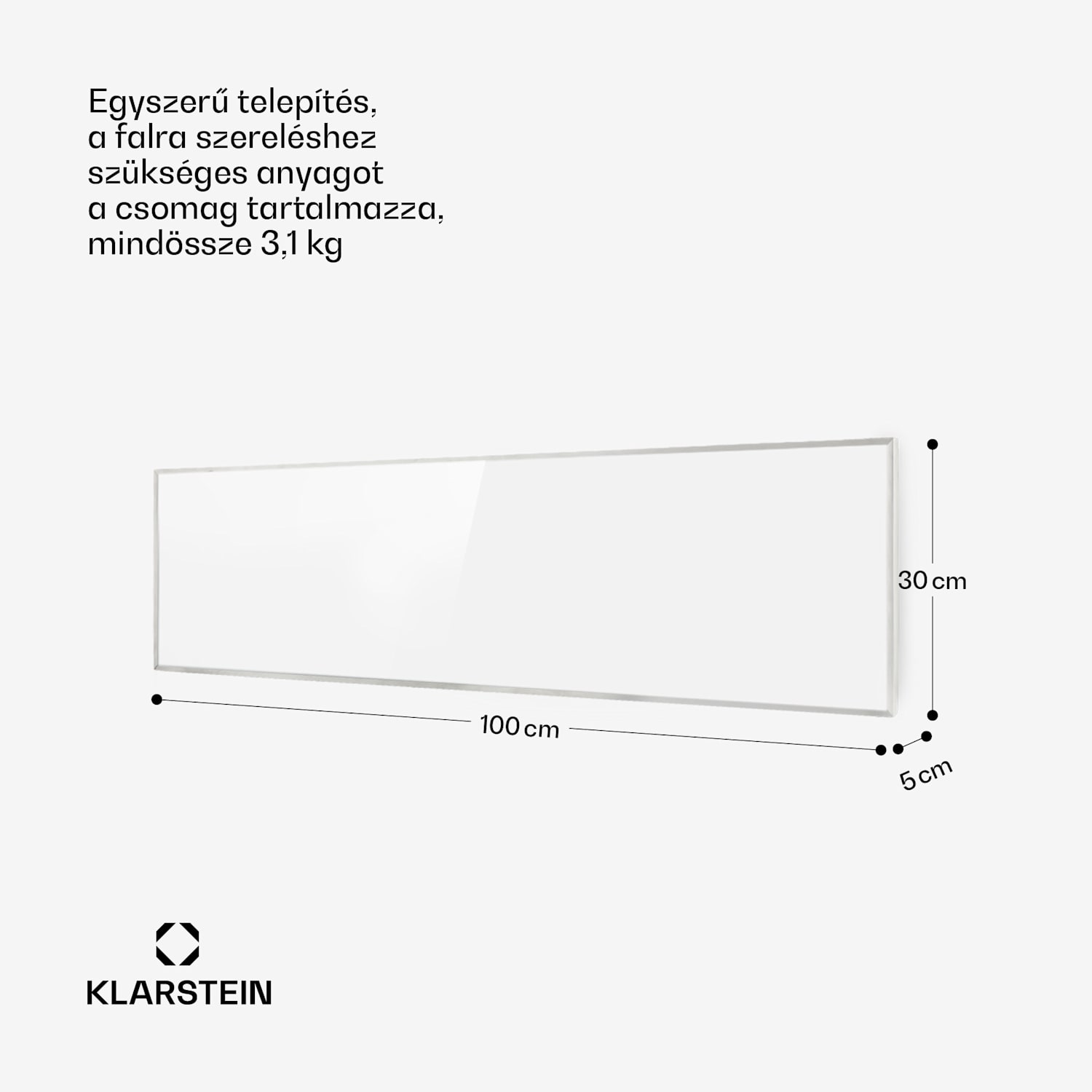 Wonderwall 300 Smart, infravörös hősugárzó, 30 x 100 cm, 300 W, heti időzítő, IP24, fehér 100x30 cm | 300 W | Igen