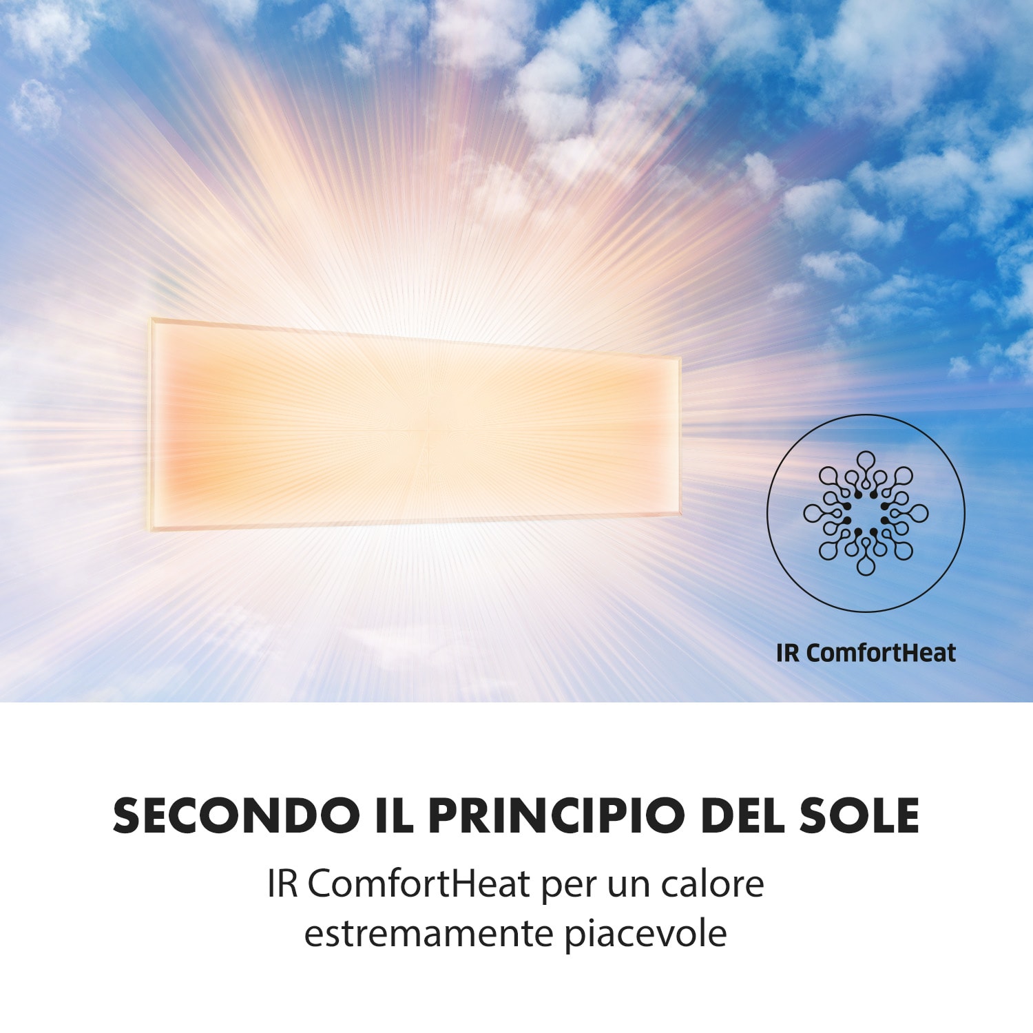 Wonderwall Smart - Pannello riscaldante a infrarossi, 100 x 30 cm, controllo con app, 300 W, timer settimanale, IP24 100x30 cm | 300 W | Sì