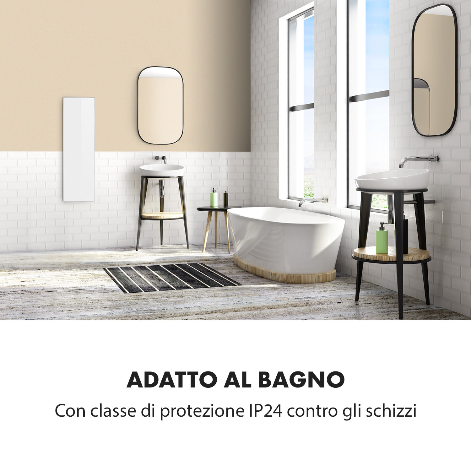 Wonderwall Smart - Pannello riscaldante a infrarossi, 100 x 30 cm, controllo con app, 300 W, timer settimanale, IP24 100x30 cm | 300 W | Sì