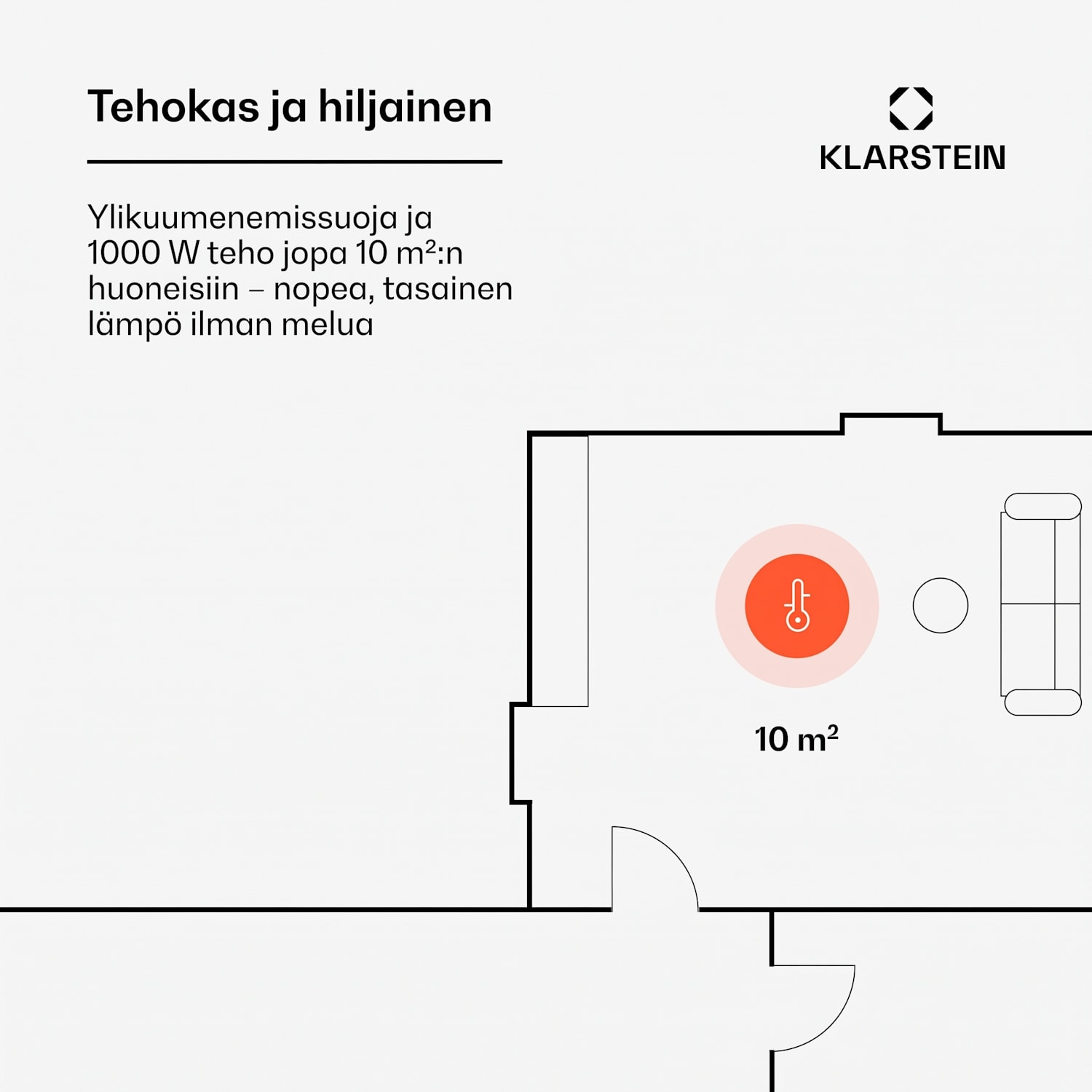 Norderney konvektorilämmitin termostaatti ajastin 1000 W 10 m² musta 1000 W | Musta