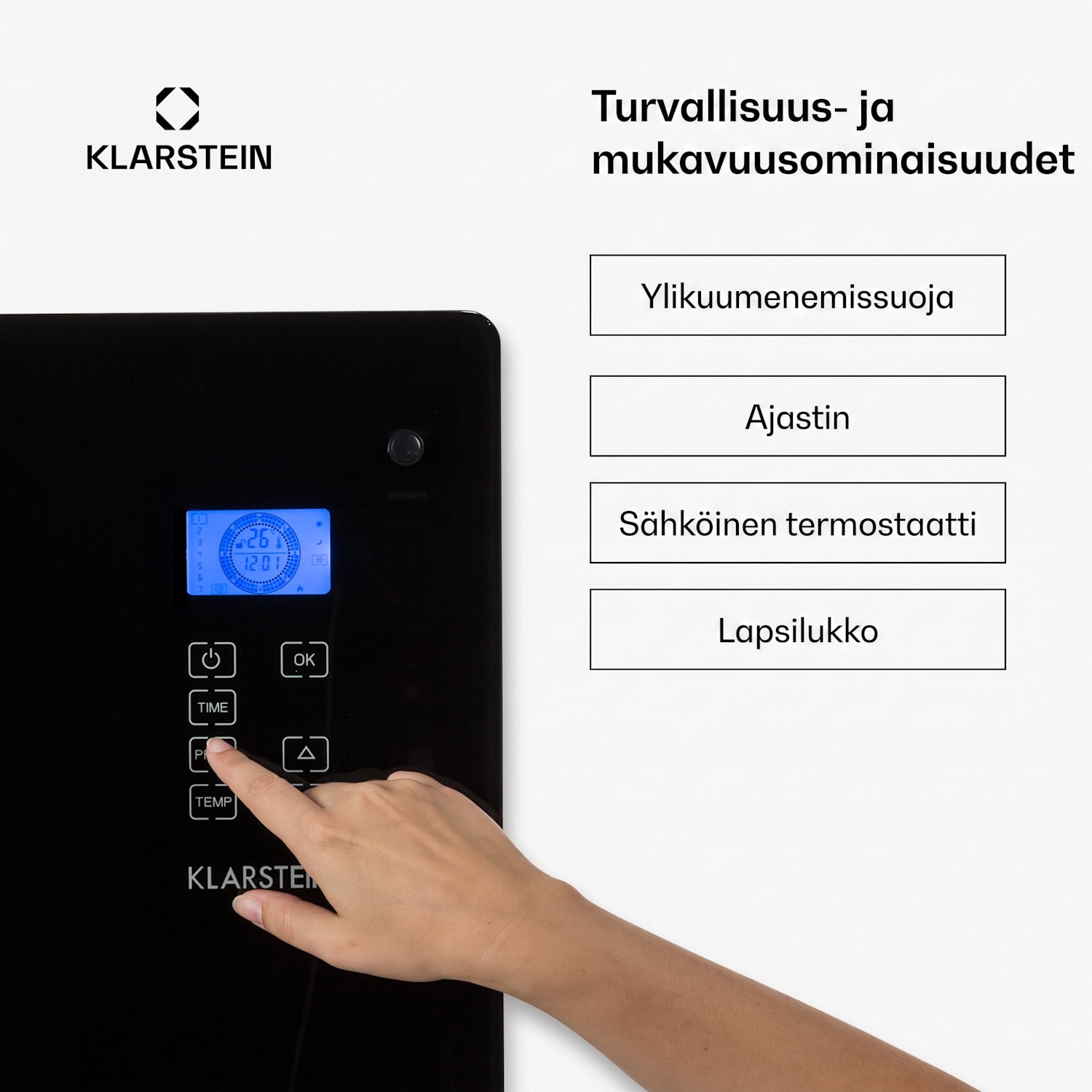 Norderney konvektorilämmitin termostaatti ajastin 1000 W 10 m² musta 1000 W | Musta