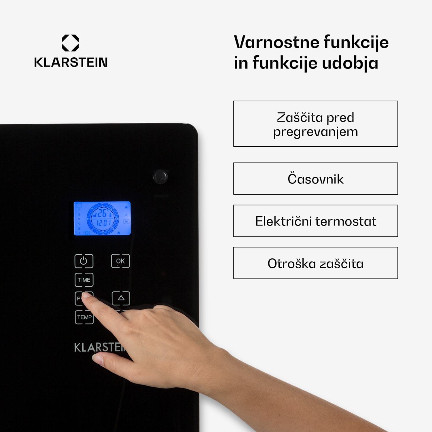 Norderney, konvekcijski grelnik, termostat, merilec časa, 1000 W, 20 m², črn 1000 W | Črna