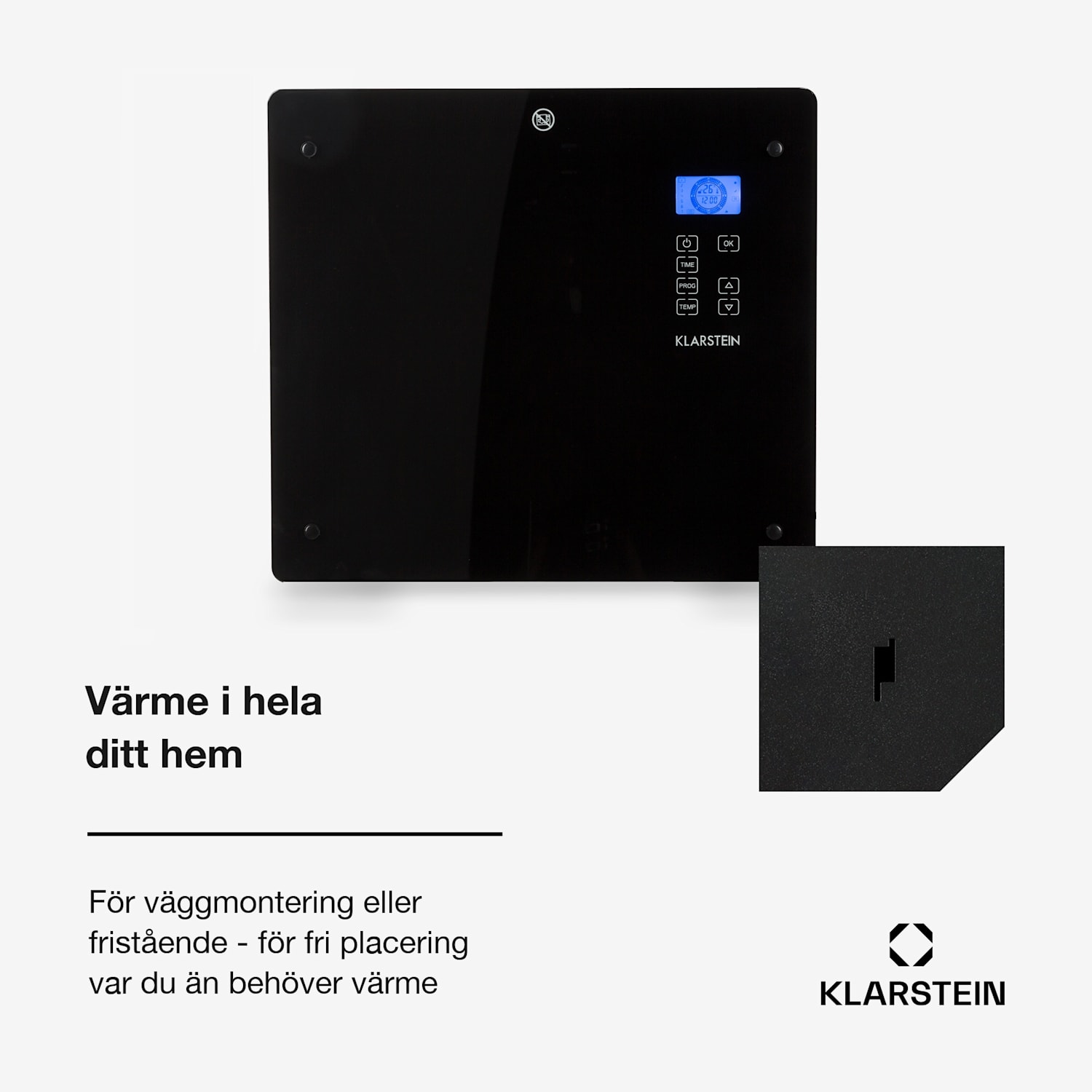 Norderney konvektorelement termostat timer 1 000 W 20 m² svart 1000 W | Svart