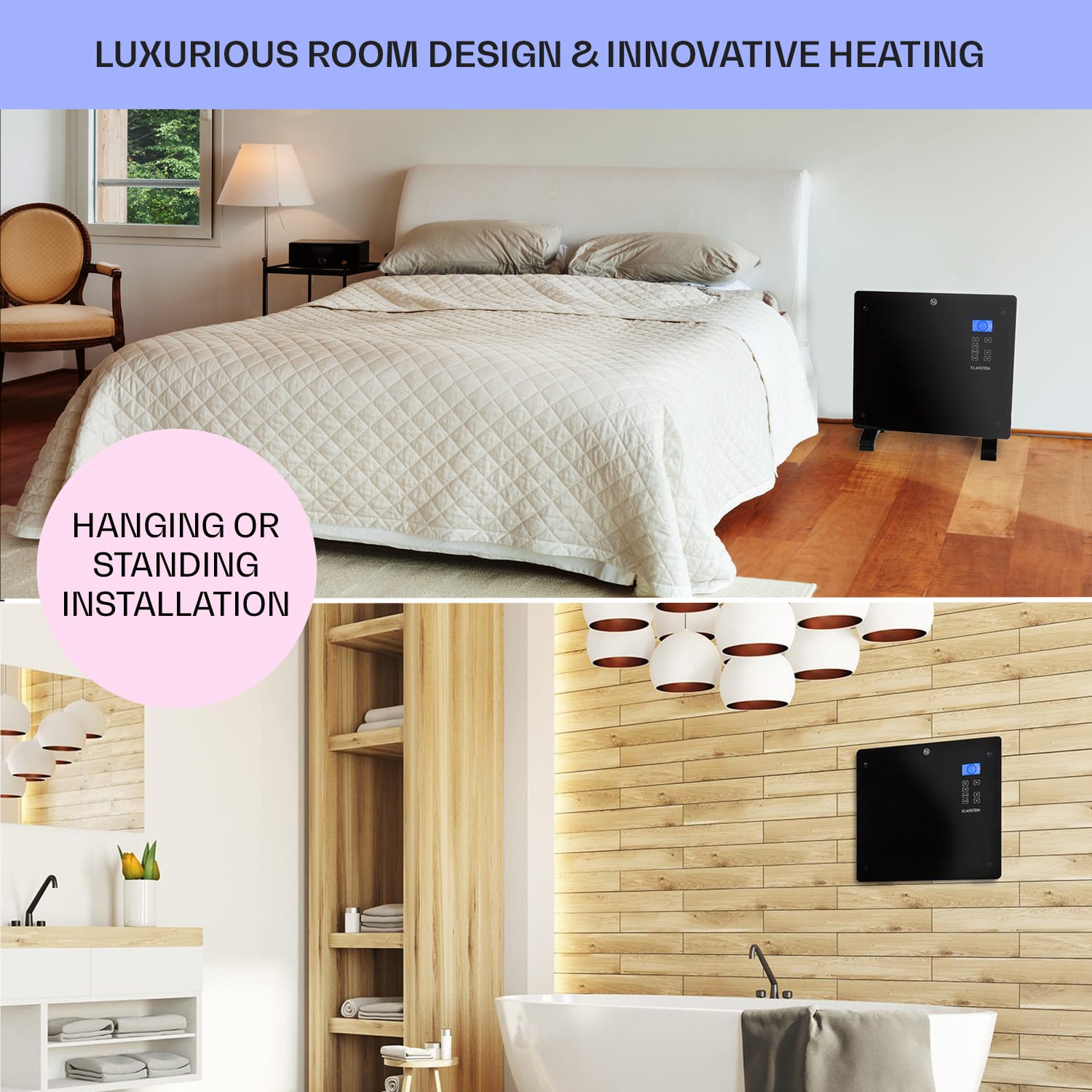 Norderney, încălzitor convențional, termostat, temporizator, 1000 W, 20 m², negru 