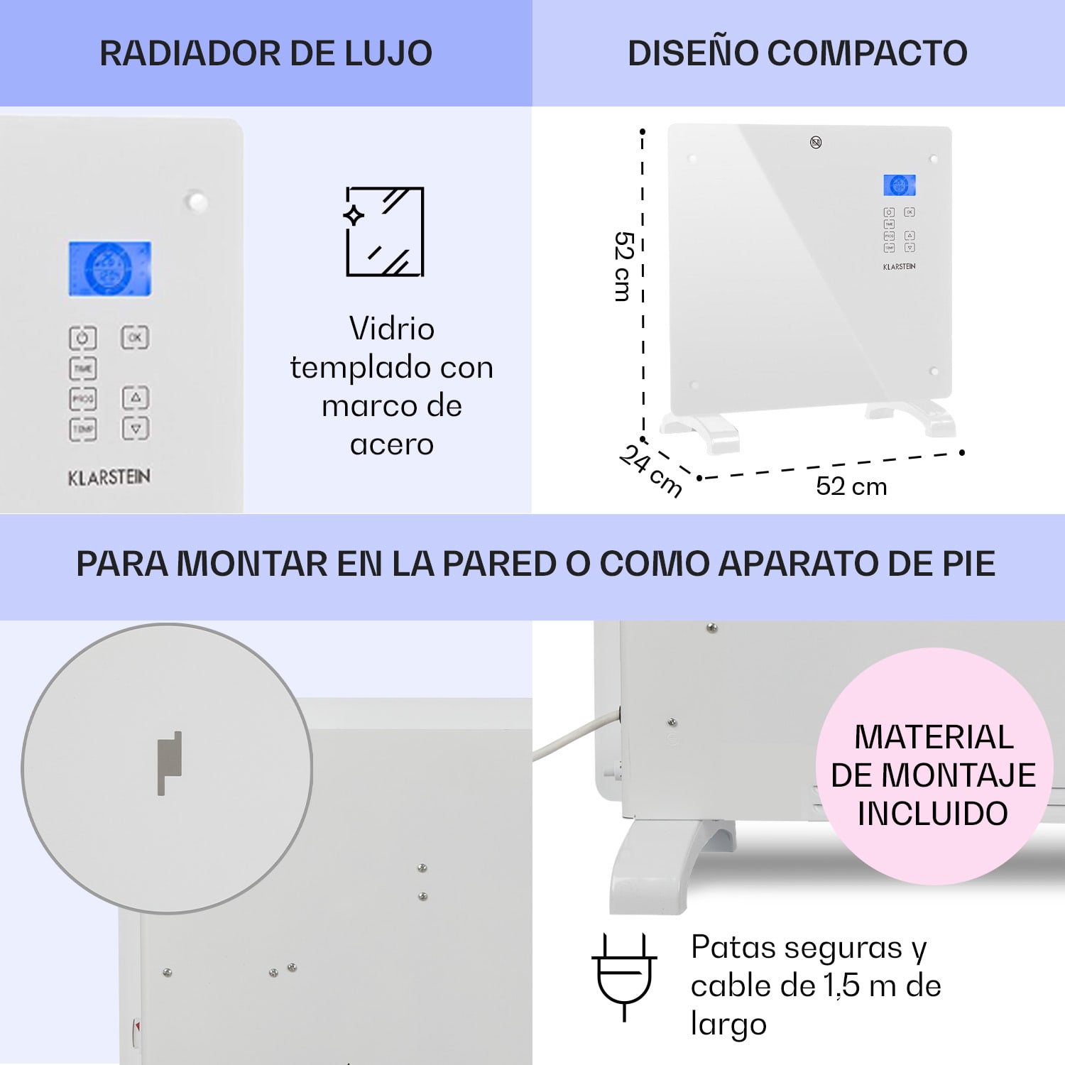 Norderney Convector Termostato Temporizador 1000W 20m² Blanco 