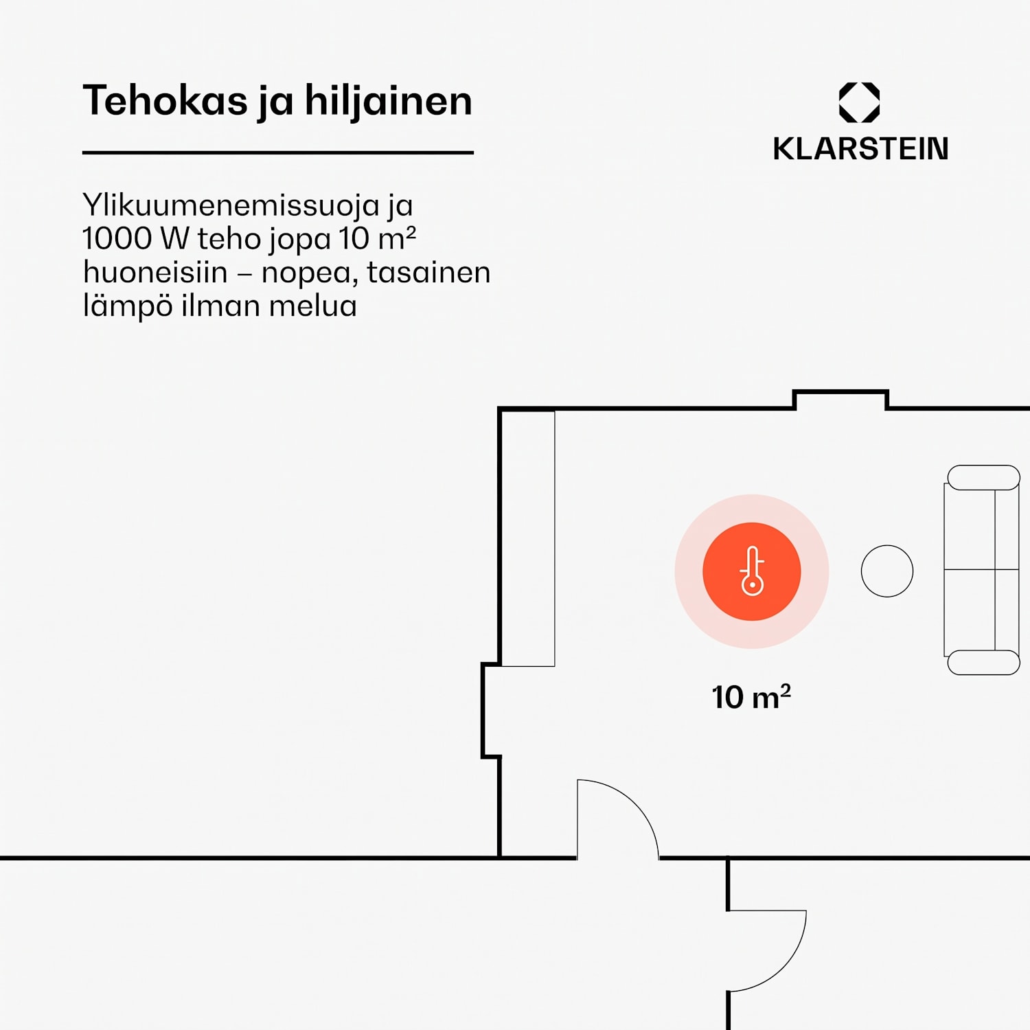 Norderney konvektorilämmitin termostaatti ajastin 1000 W 10 m² valkoinen 1000 W | Valkoinen