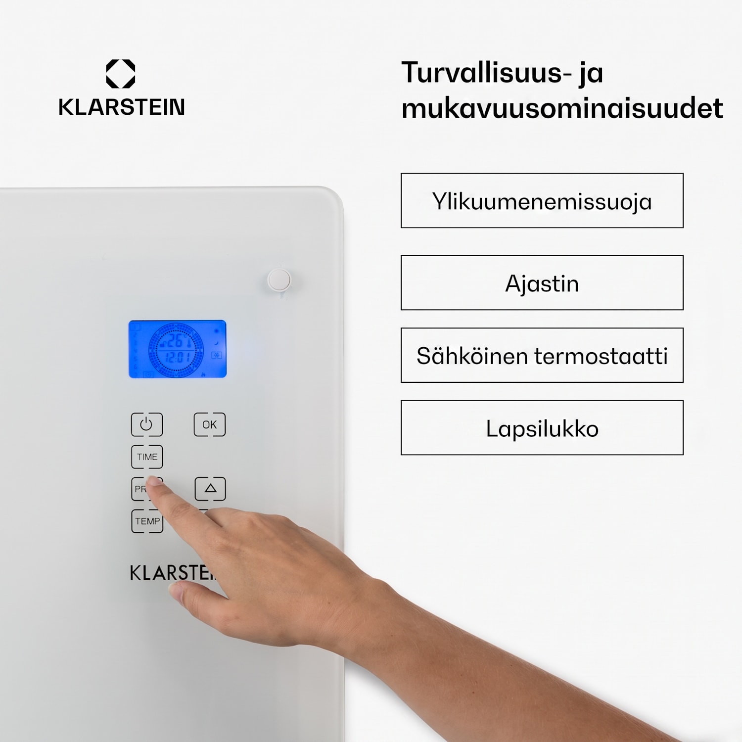 Norderney konvektorilämmitin termostaatti ajastin 1000 W 10 m² valkoinen 1000 W | Valkoinen