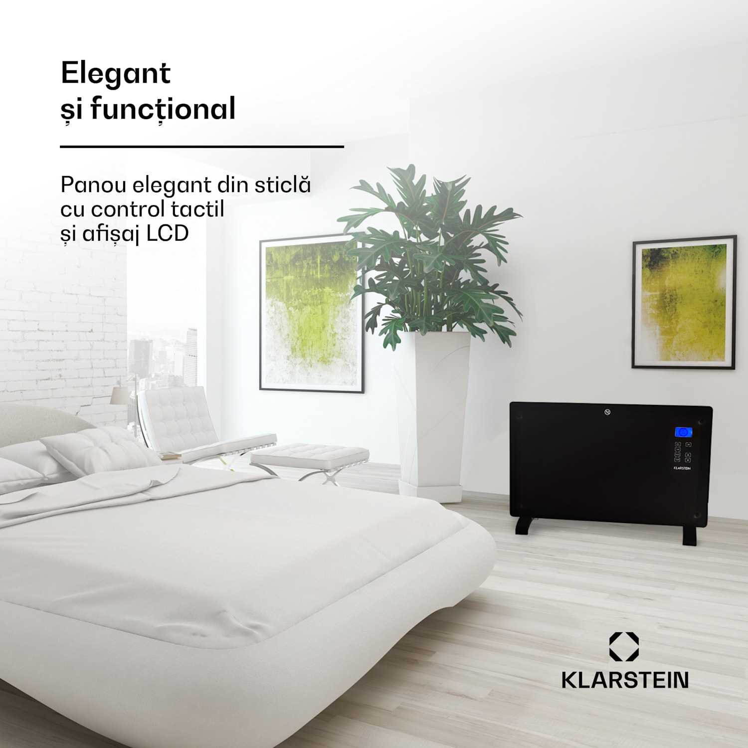 Norderney, încălzitor convențional, termostat, temporizator, 2000 W, 30 m², negru 