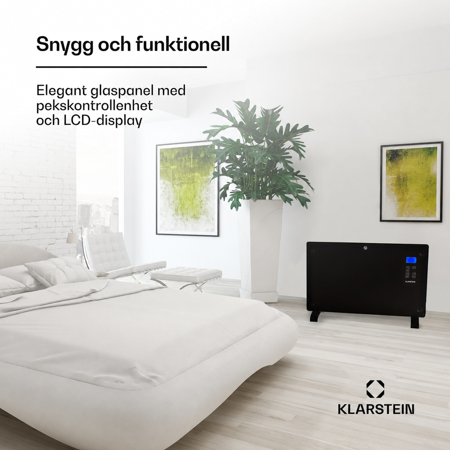 Norderney konvektorelement termostat timer 2 000 W 30 m² svart 2000 W | Svart