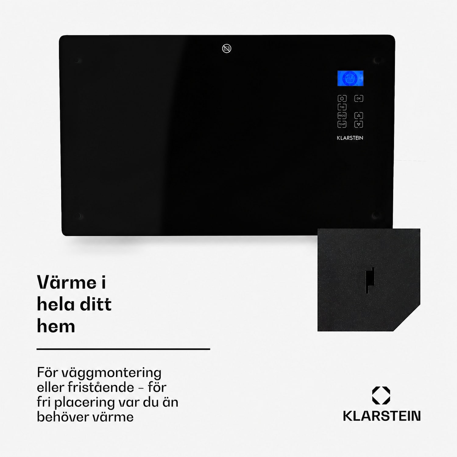 Norderney konvektorelement termostat timer 2 000 W 30 m² svart 2000 W | Svart