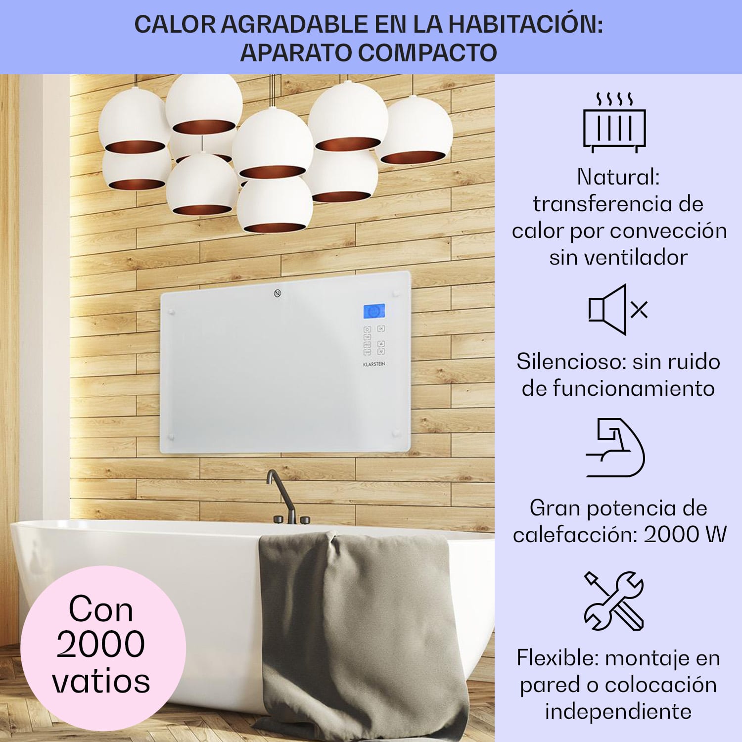 Norderney Convector Termostato Temporizador 2000W 30m² Blanco 