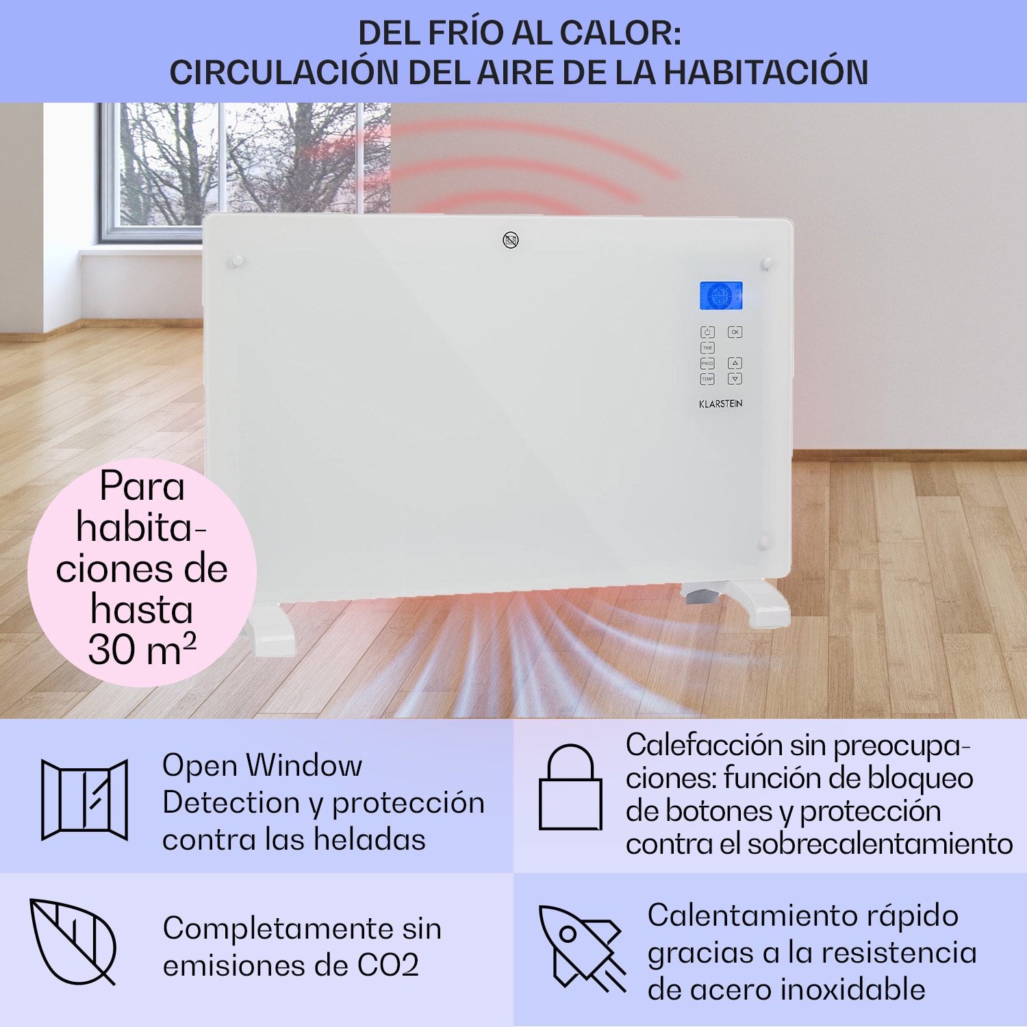 Norderney Convector Termostato Temporizador 2000W 30m² Blanco 