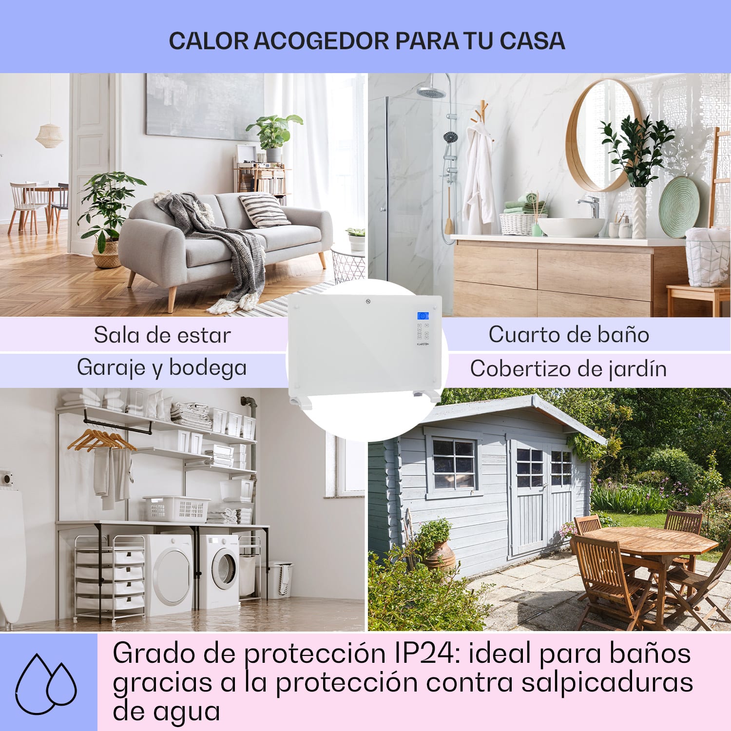 Norderney Convector Termostato Temporizador 2000W 30m² Blanco 