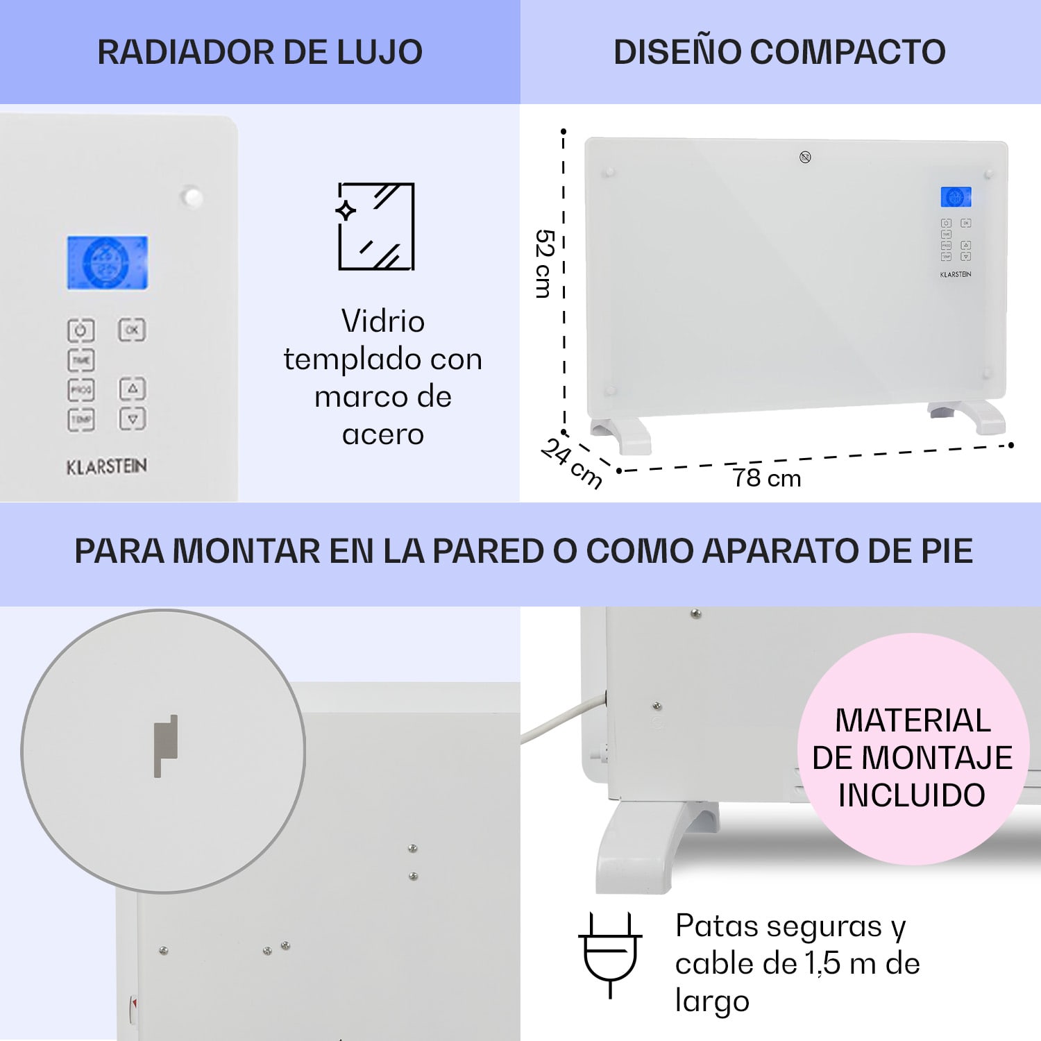 Norderney Convector Termostato Temporizador 2000W 30m² Blanco 