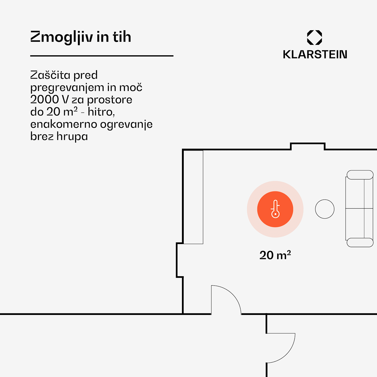Norderney, konvekcijski grelnik, termostat, merilec časa, 2000 W, 30 m², bel 2000 W | Bela