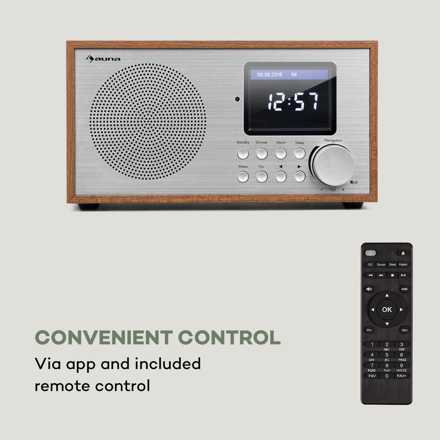 Silver Star Mini, internetni radio, DAB+/UKW radio, WiFi, BT, DAB+/UKW, hrast 