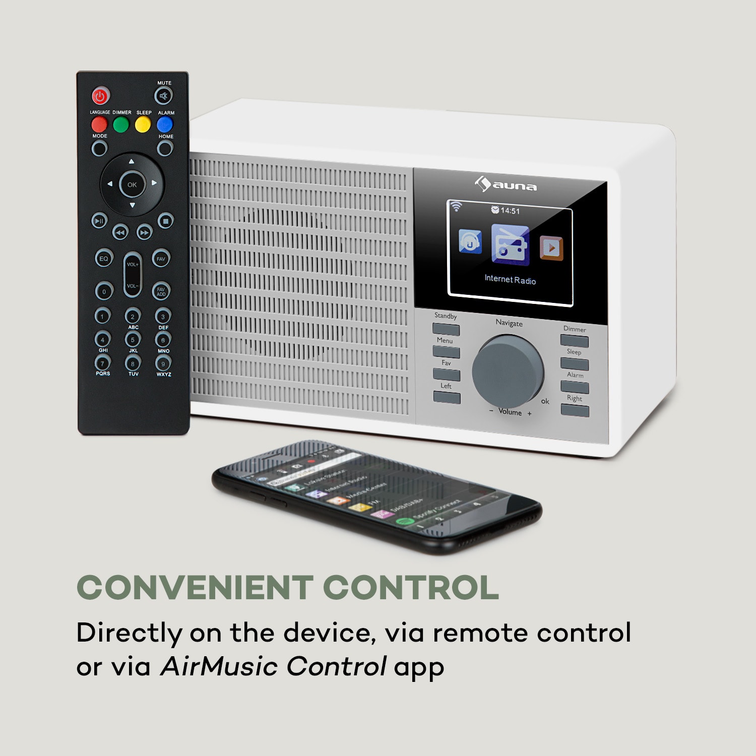 IR-160, internetové rádio, WiFi, USB, AUX, UPNP, 2.8" TFT, dálkové ovládání, bílé Bílá