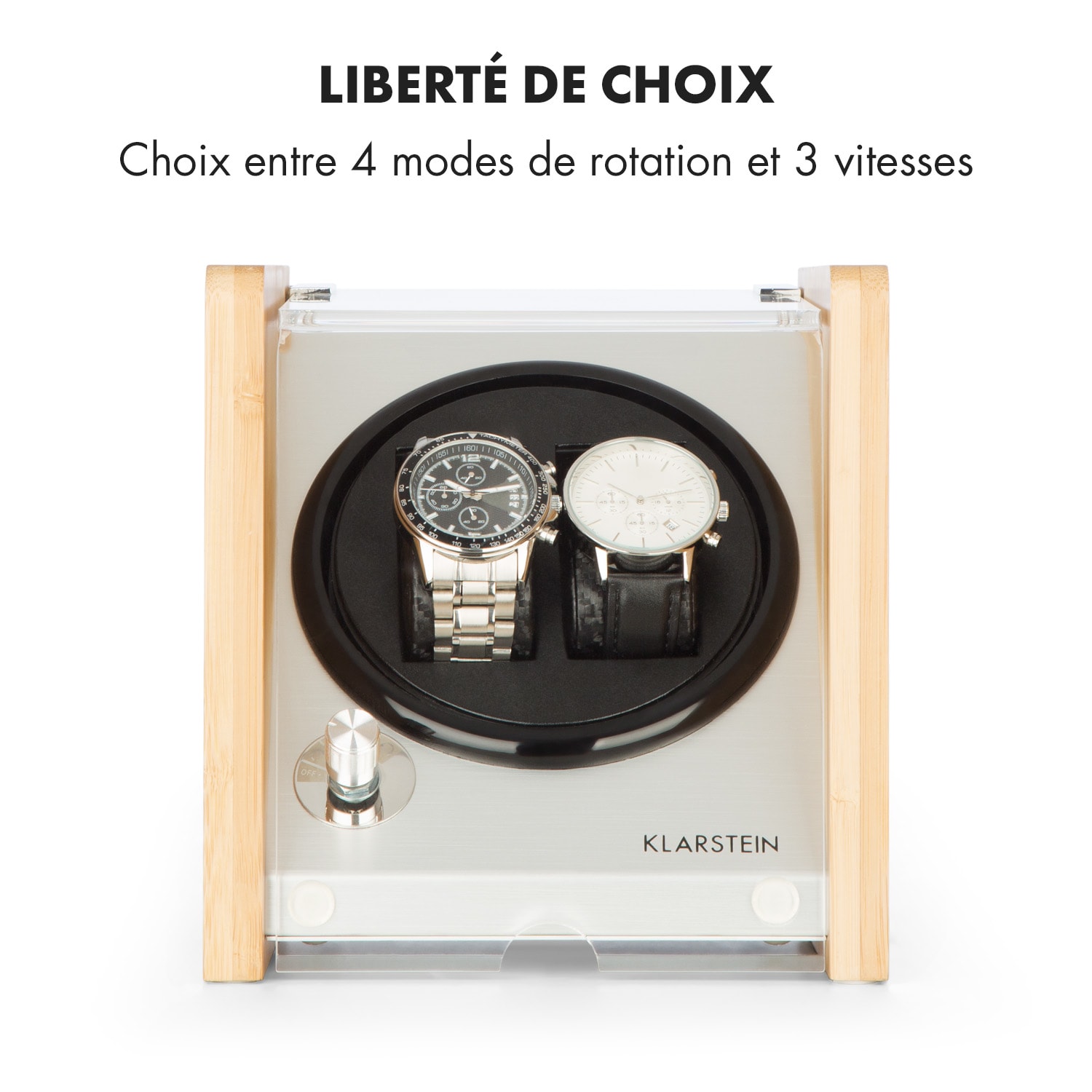 Hanoi 2 watchwinder, 2 horloges, 3 snelheden, 4 modi, bamboe 2 horloges