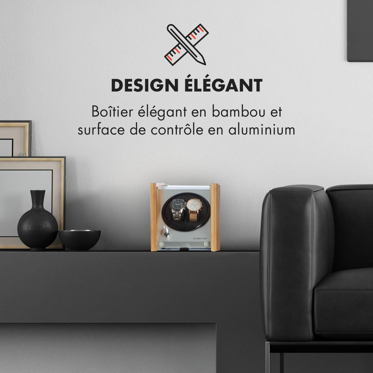 Hanoi 2 watchwinder, 2 horloges, 3 snelheden, 4 modi, bamboe 2 horloges