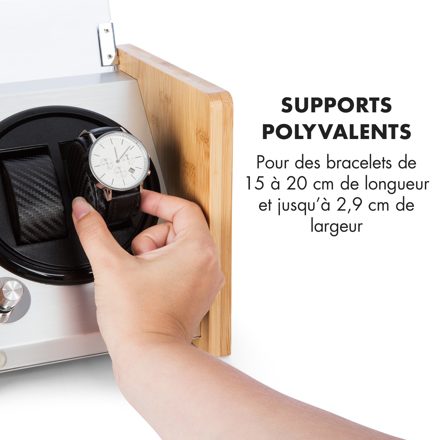 Hanoi 2 watchwinder, 2 horloges, 3 snelheden, 4 modi, bamboe 2 horloges