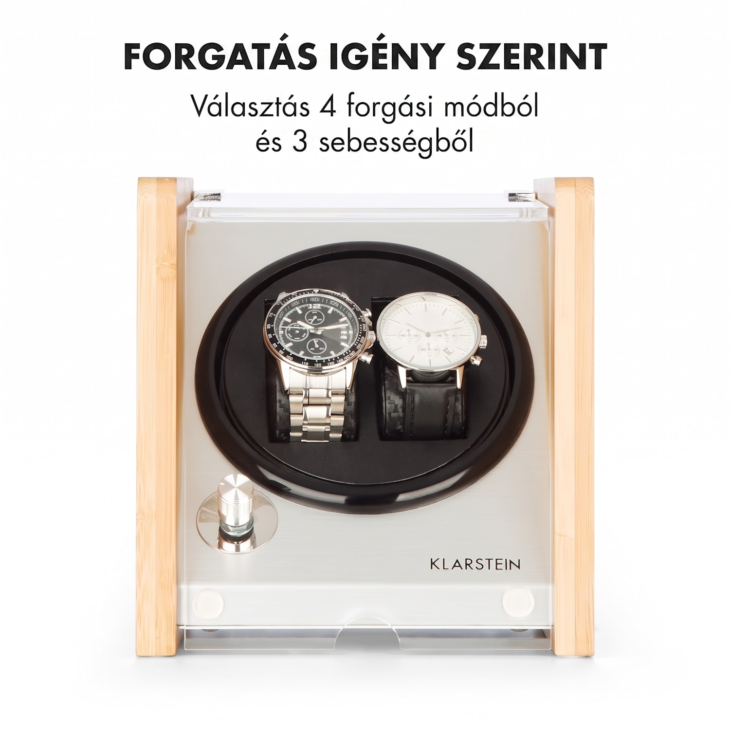 Hanoi 2 óraforgató, 2 óra, 3 sebesség, 4 üzemmód, bambusz 2 watches