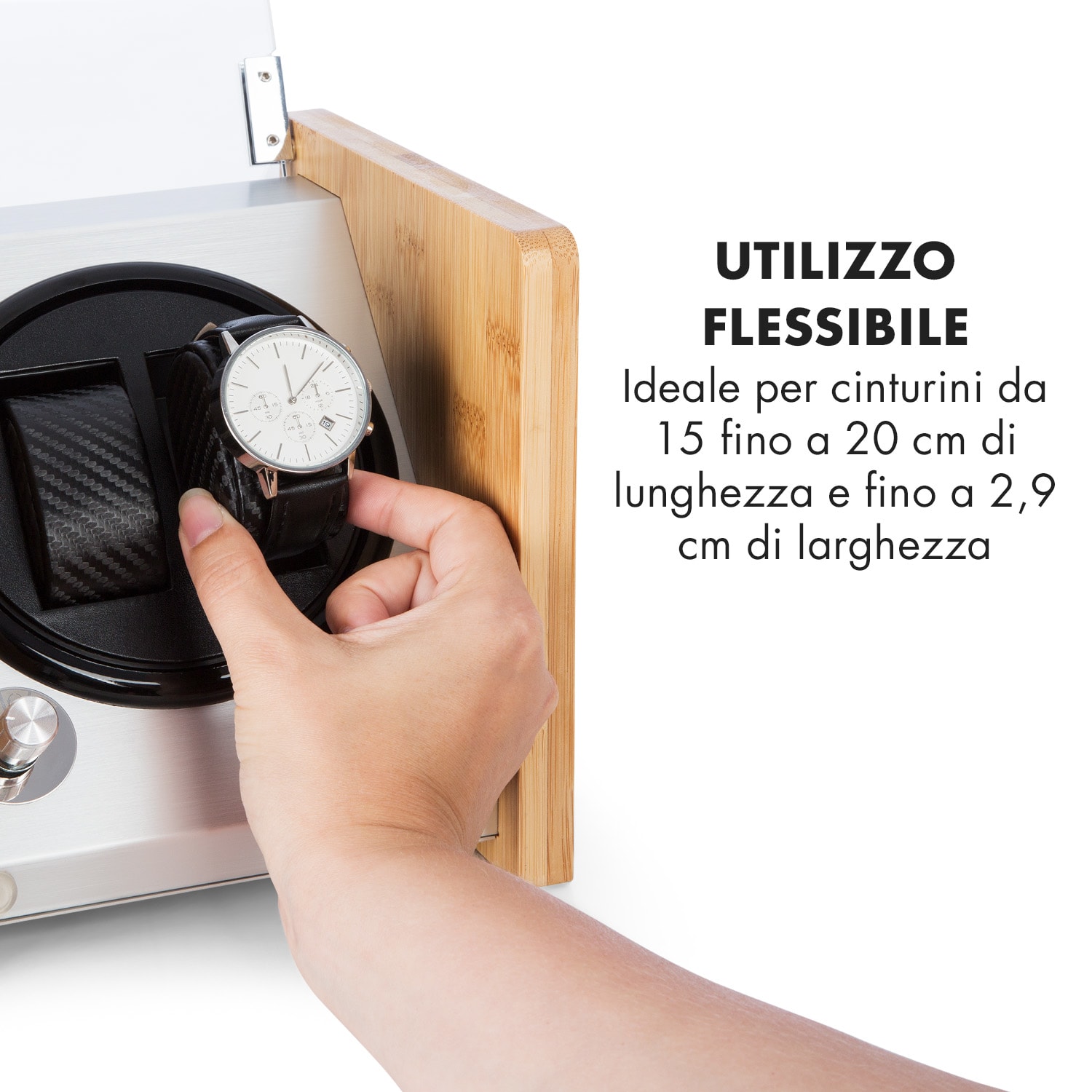 Hanoi 2 - Caricatore per 2 orologi, 3 velocità, 4 modalità, bambù 2 orologi