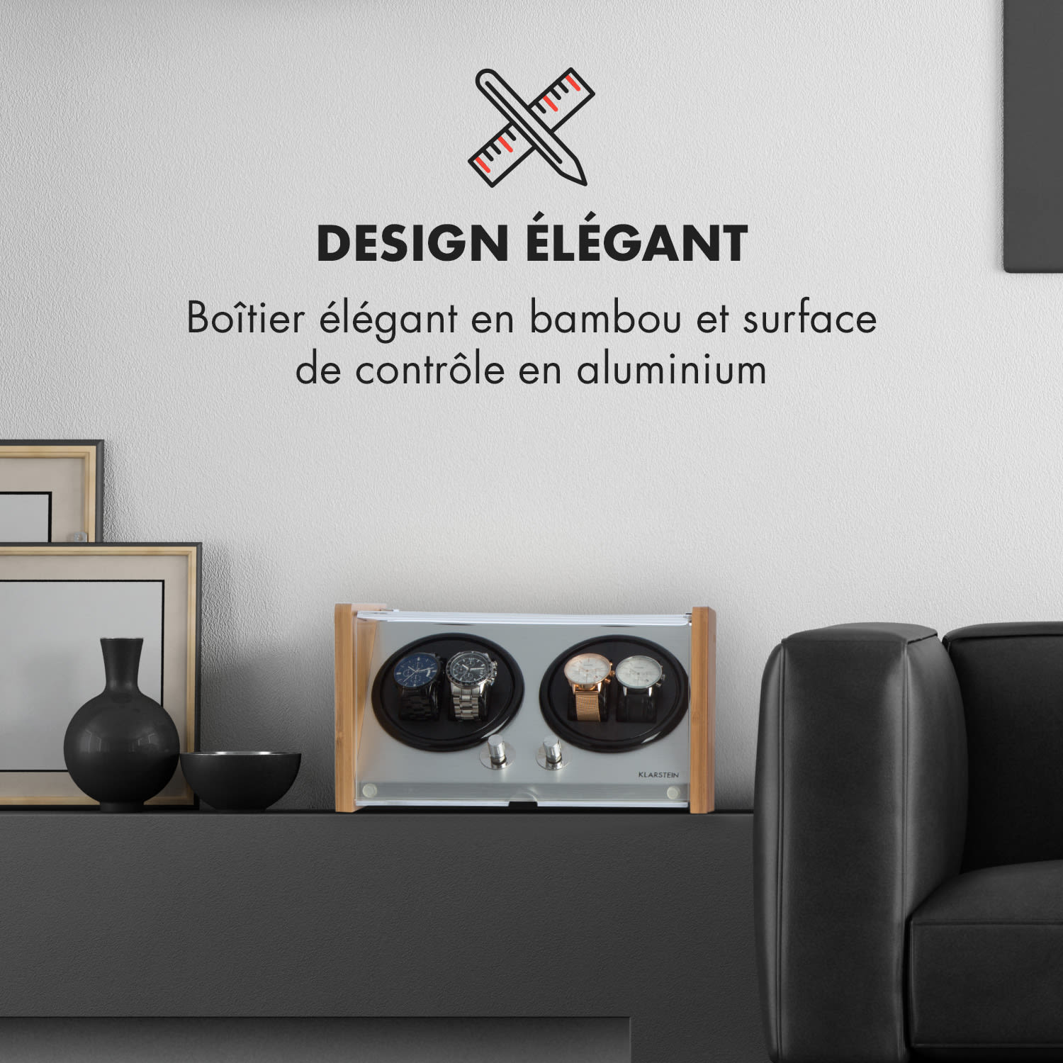 Hanoi 4 horlogeopwinder, vier horloges, 3 snelheden, 4 modi, bamboe 4 horloges