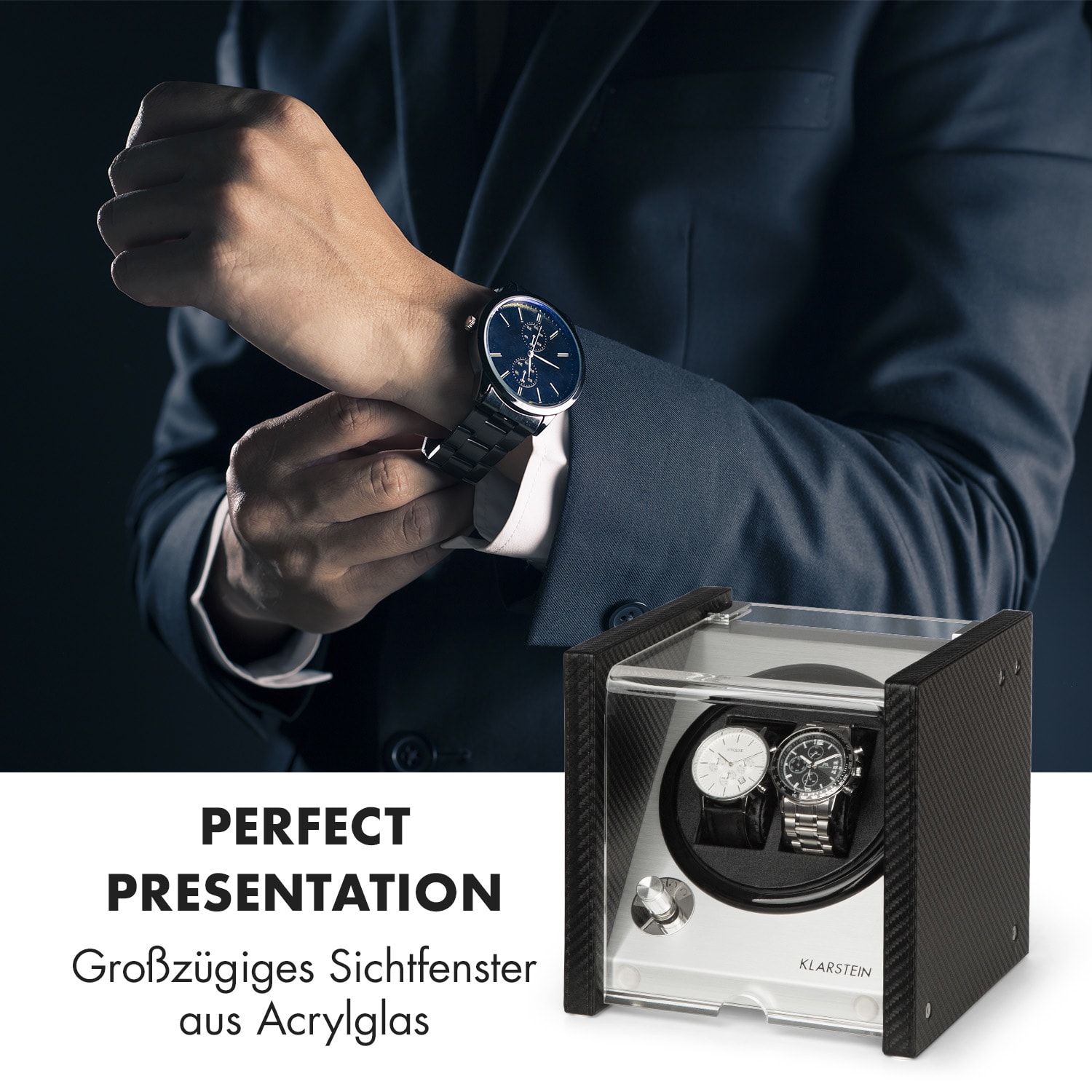 Tokyo 2 Uhrenbeweger, 2 Uhren, 3 Geschwindigkeiten, 4 Modi, schwarz 2 Uhren