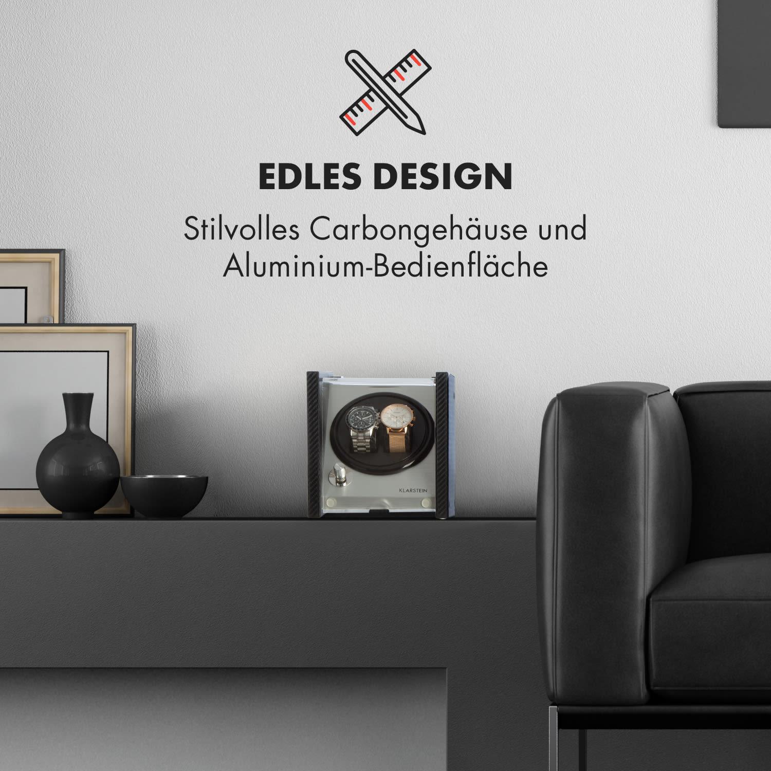 Tokyo 2 Uhrenbeweger, 2 Uhren, 3 Geschwindigkeiten, 4 Modi, schwarz 2 Uhren